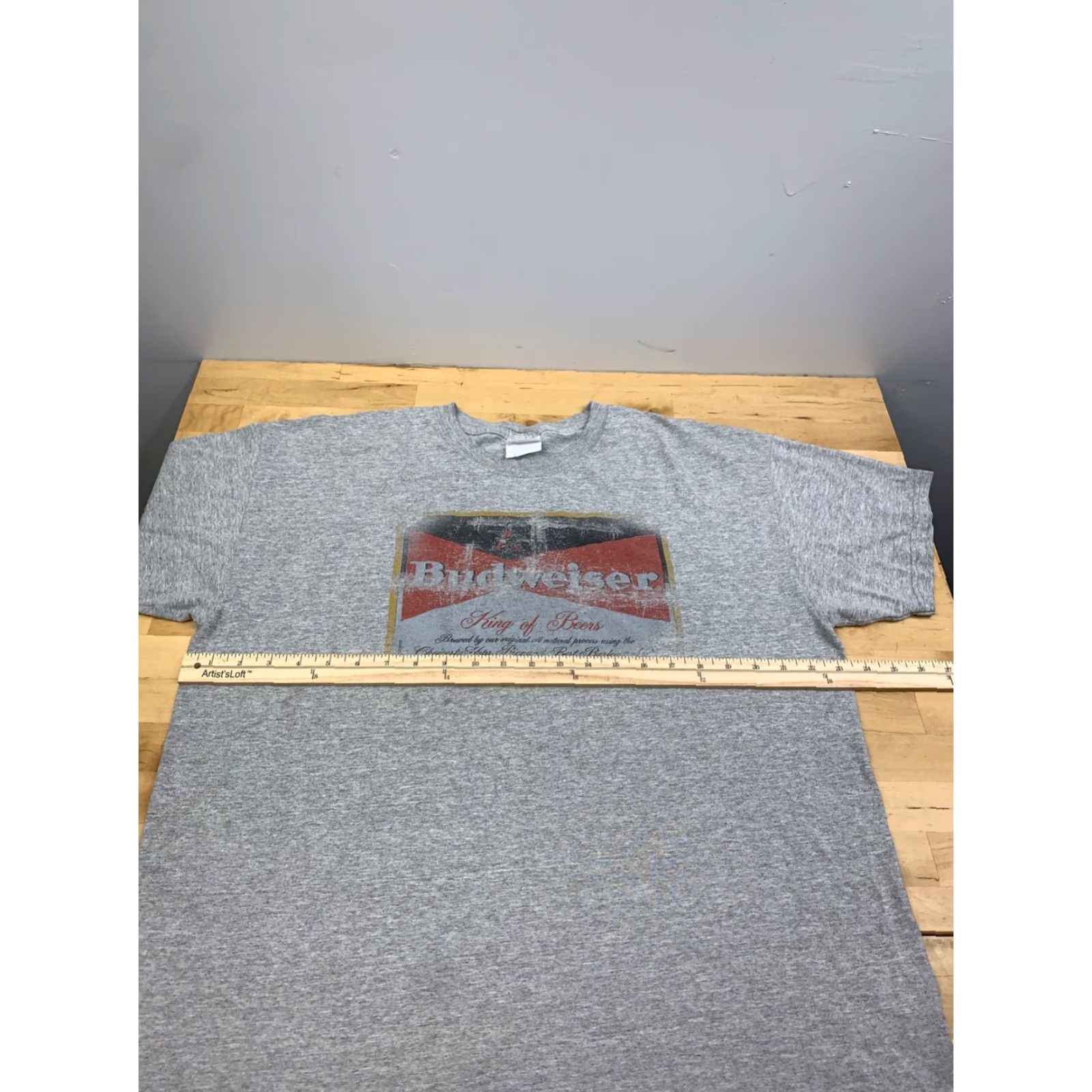 Hanes VINTAGE Hanes Shirt Mens XL Gray Budweiser King of Beer Crew Neck Short Sleeve 11760 USA Beer 90s Mens Size US XL / EU 56 / 4 - 6 Thumbnail