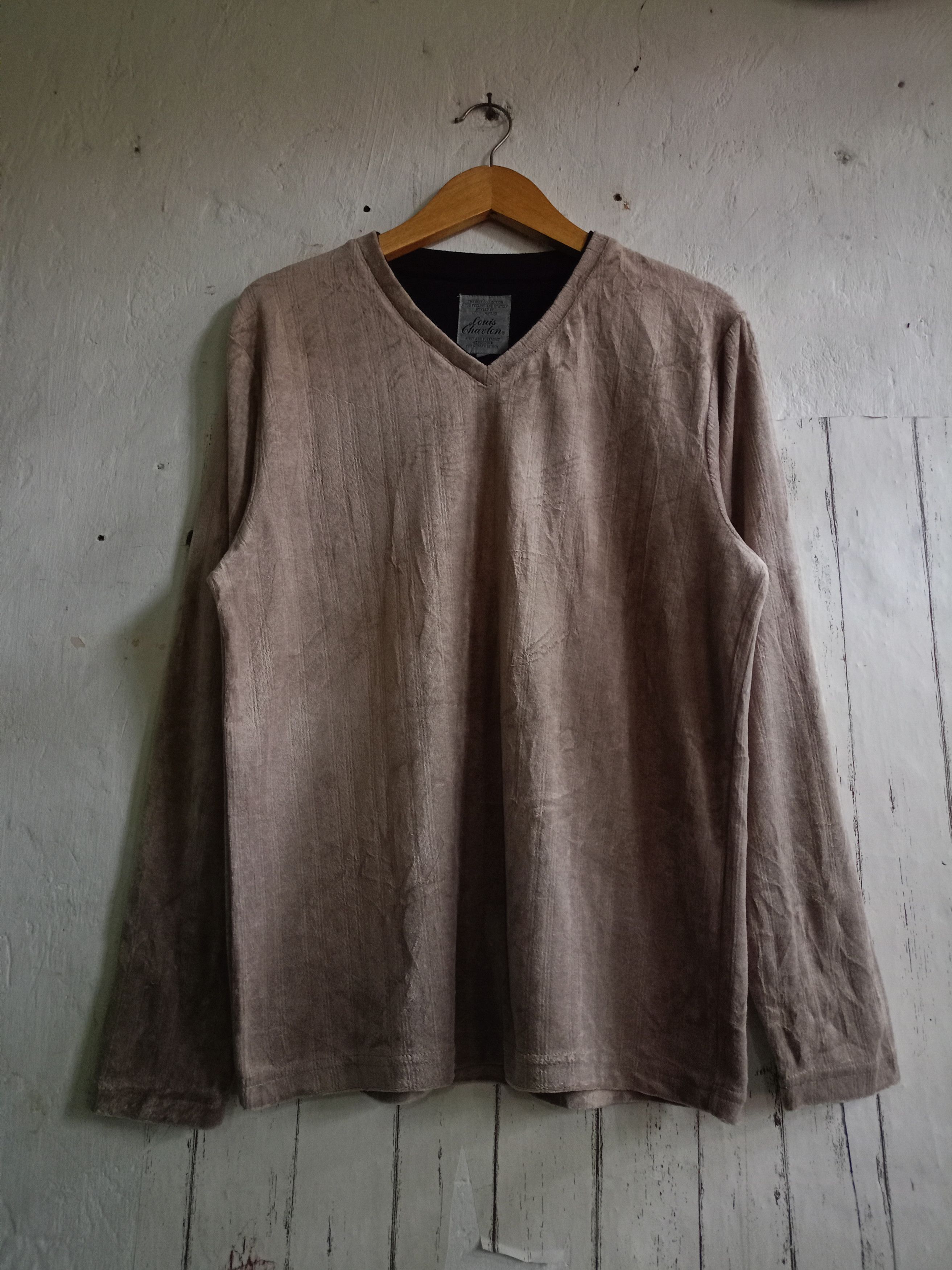 Japanese Brand Louis chavlon Velvet Long Sleeve t-shirt Size US L / EU 52-54 / 3 - 1 Thumbnail
