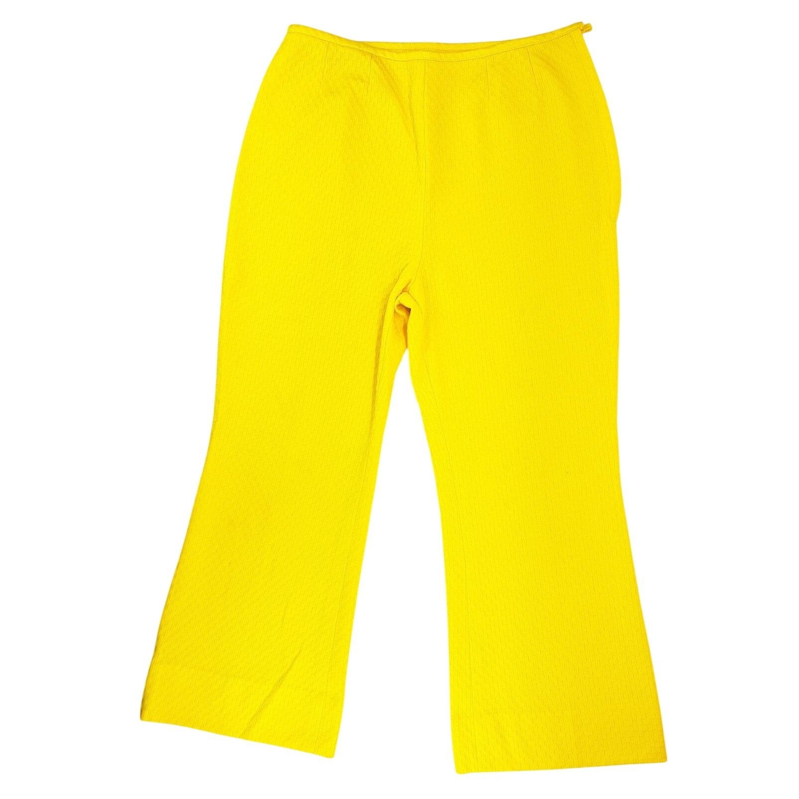 Handmade Vintage Handmade Yellow Polyester Texture Wide-Leg Crop Pant Size 29" - 2 Thumbnail
