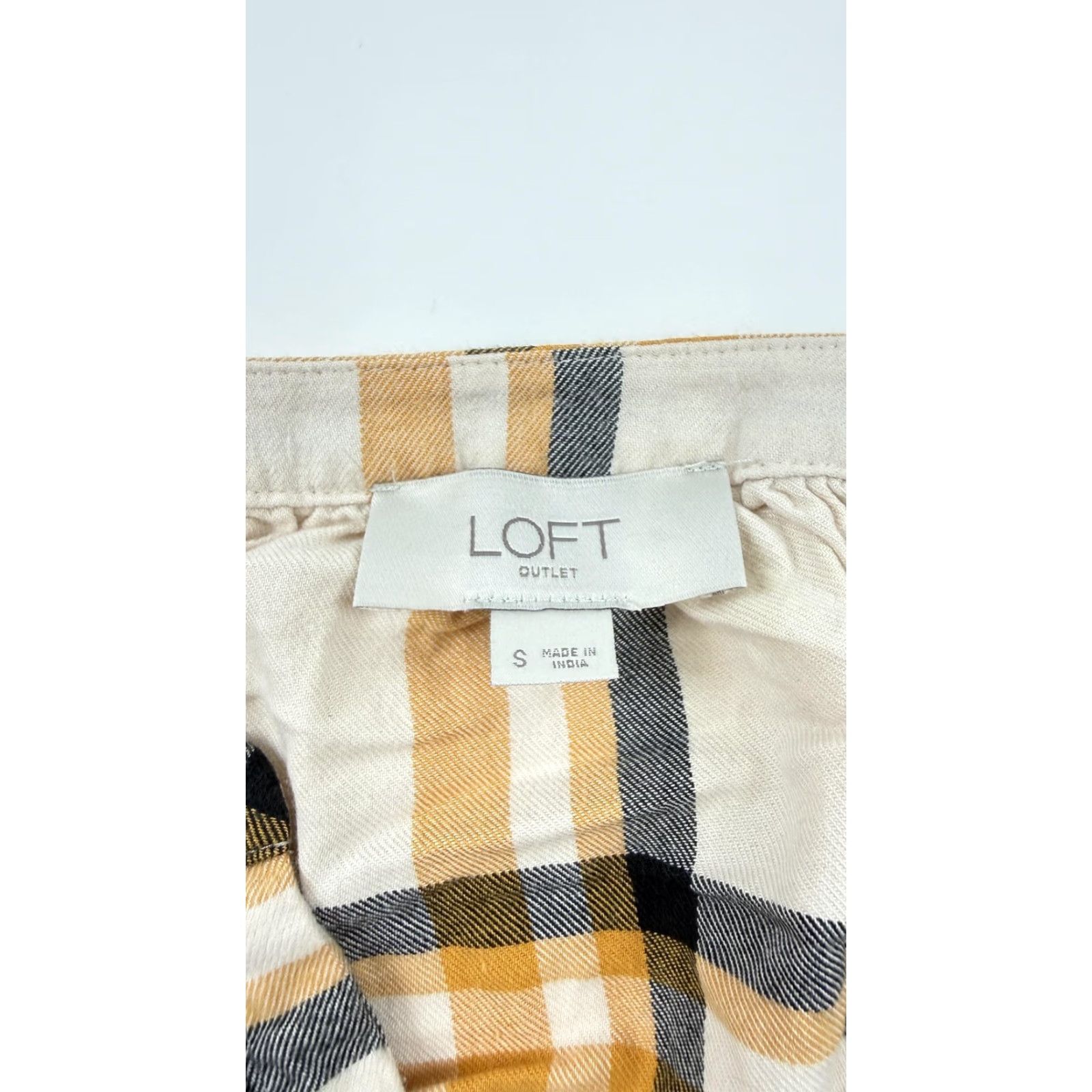 Loft Loft Shirt Womens Small Yellow Plaid Long Sleeve Peasant Blouse Top Size S / US 4 / IT 40 - 3 Thumbnail