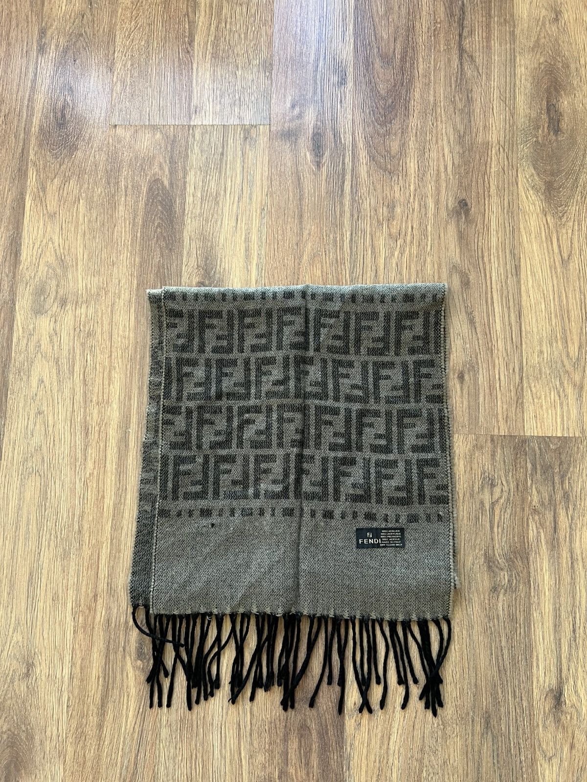 Fendi Fendi Monogram Fringe Scarf — Brown / Made in Italy Size ONE SIZE - 1 Thumbnail