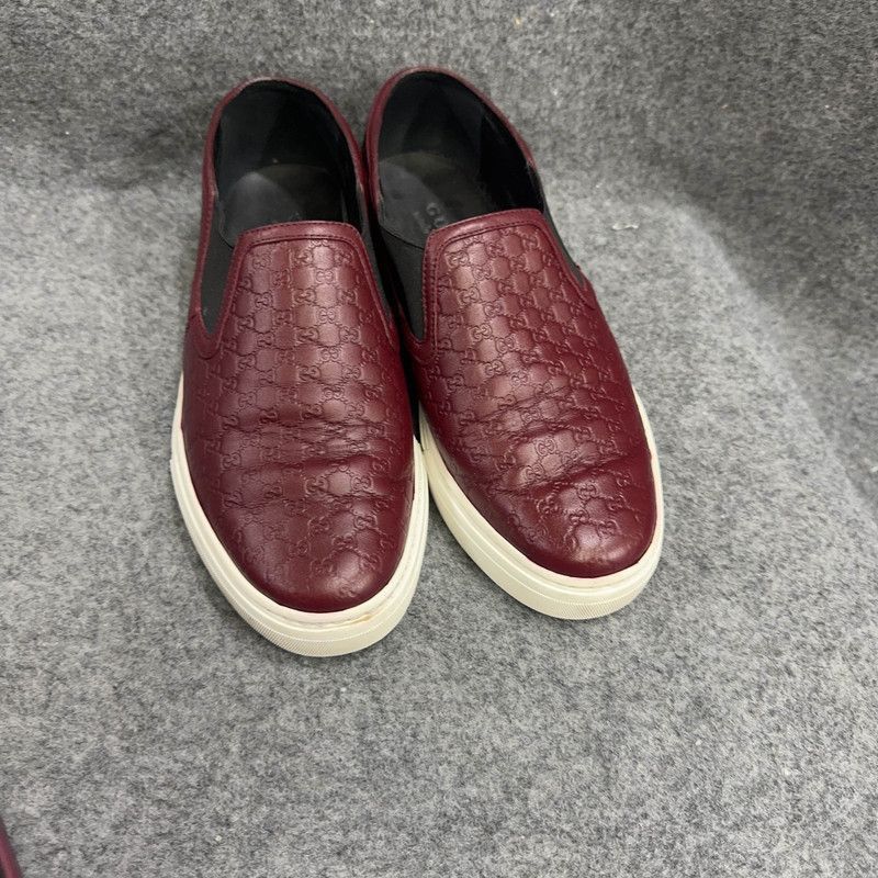 Gucci Gucci Leather Slip-On Fashion Sneakers in Burgundy Size US 7.5 / EU 40-41 - 6 Thumbnail