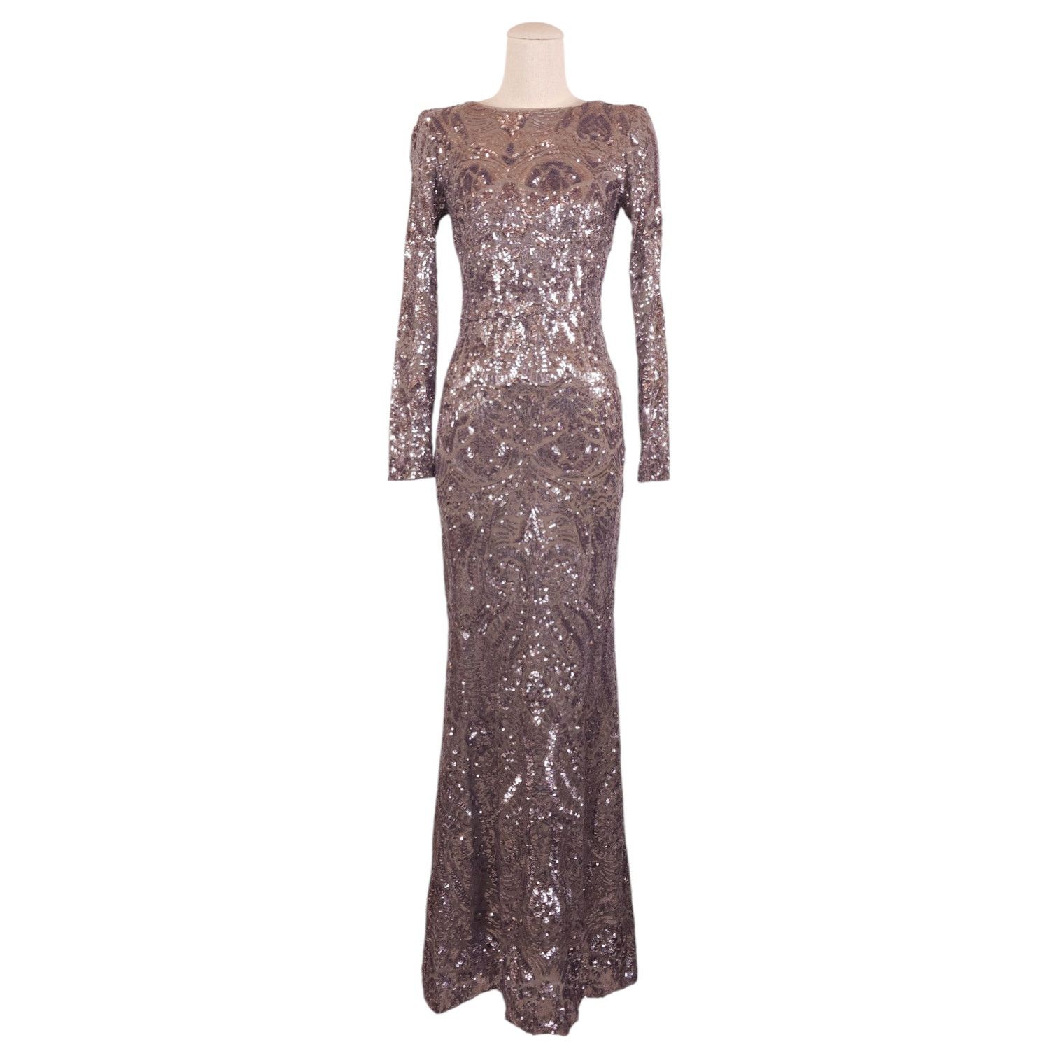 Other Betsy & Adam Long Sleeve Sequin Gown Taupe Sz 4 Size S / US 4 / IT 40 - 1 Thumbnail