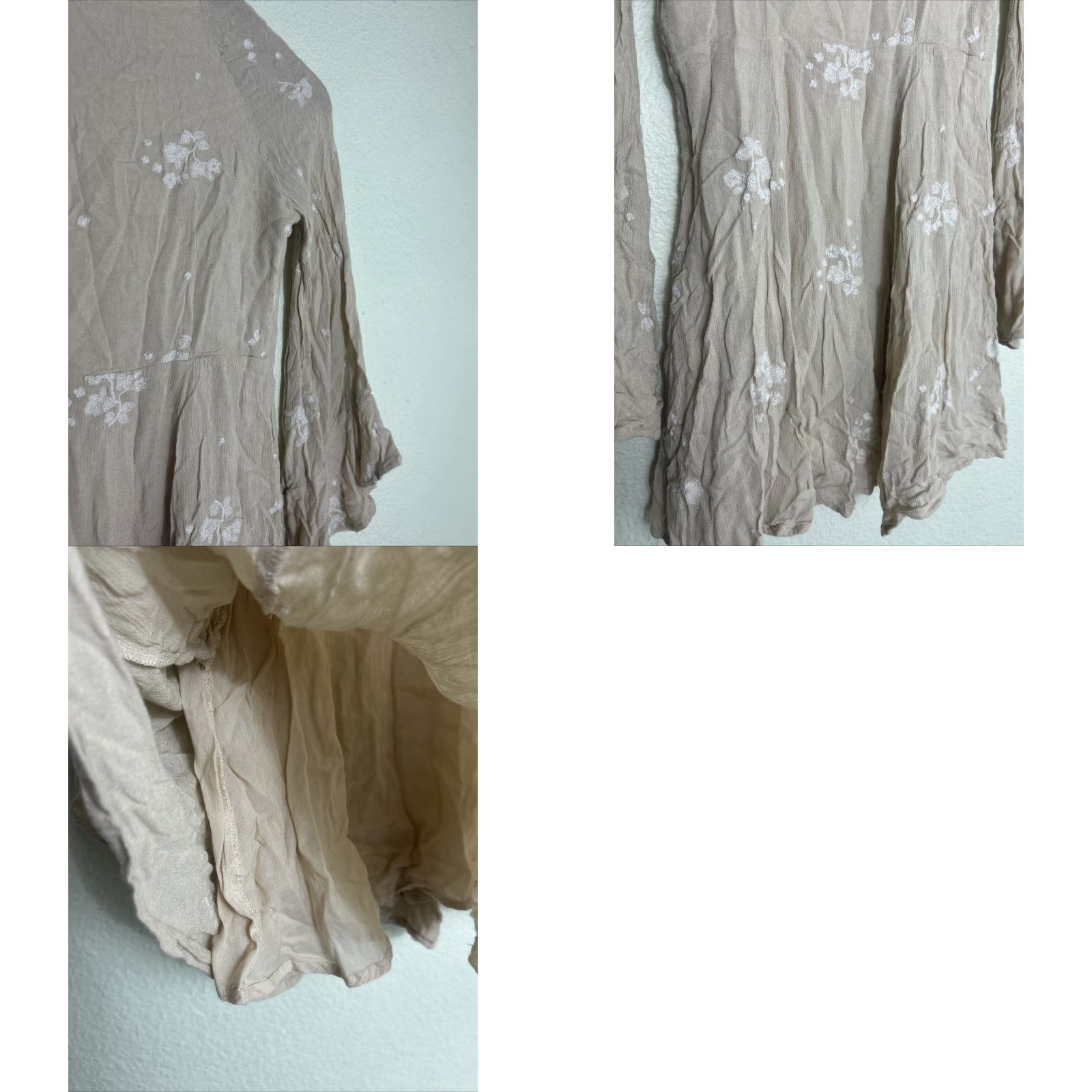 Free People Free People Jasmine embroidered wrap dress Beige Floral Bell Cuff Size 4 Womens Short Cream Dress Wrap Embroidered Size S / US 4 / IT 40 - 10 Thumbnail