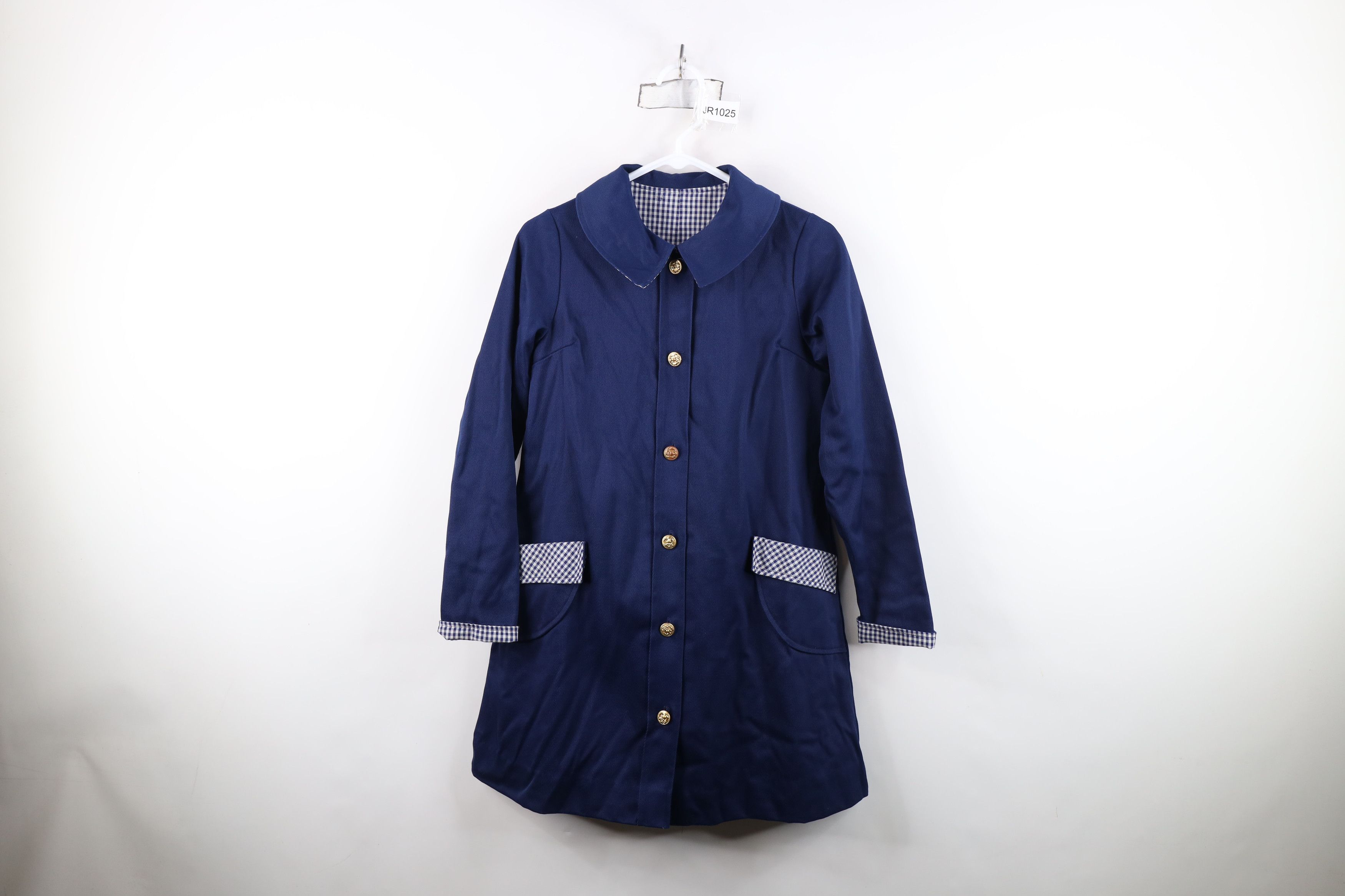Vintage Vintage 50s Rockabilly Swing Coat Jacket Blue Plaid USA Size XL / US 12-14 / IT 48-50 - 1 Thumbnail
