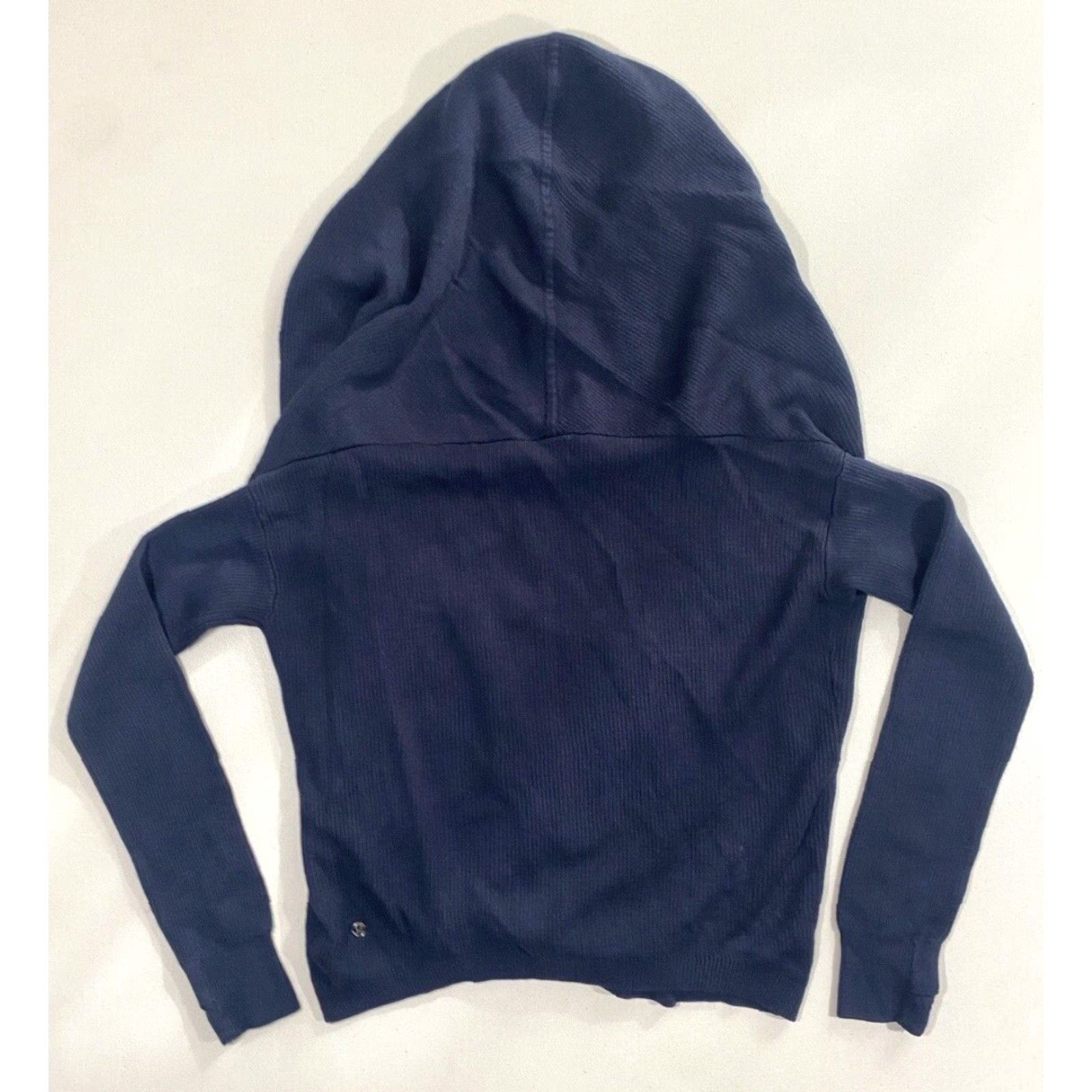 Lululemon VINTAGE Women's Lululemon Knit Wrap Open Front Cardigan Hooded Sweater Navy Sz 2 Size XS / US 0-2 / IT 36-38 - 5 Thumbnail