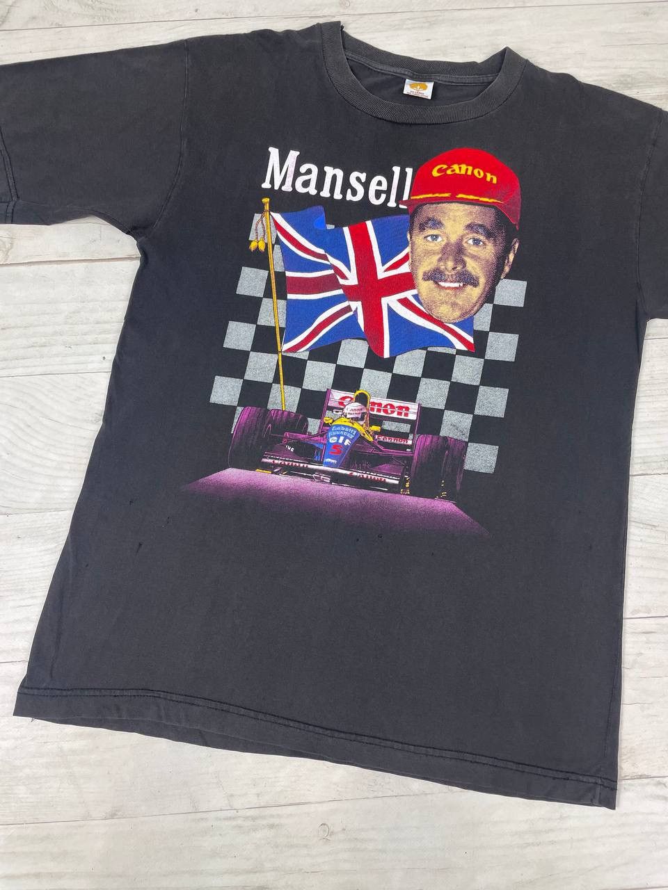 Formula 1 Vintage 90s Nigel Mansell F1 Canon British Racing T Shirt Size US XL / EU 56 / 4 - 3 Thumbnail