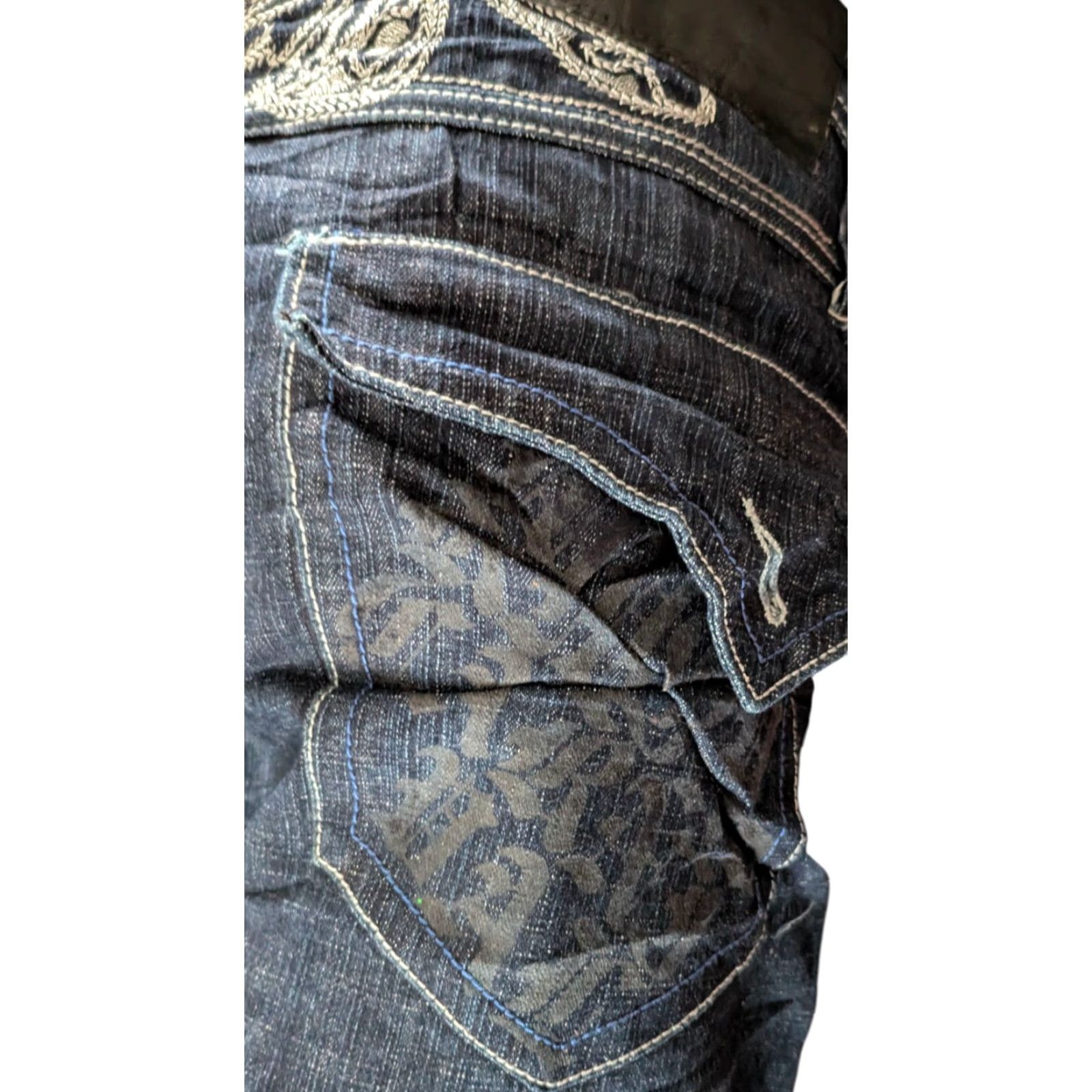 Denime Delf Jeans W36 L32 Embroidered Baroque Floral Straight Denim Men Size US 36 / EU 52 - 6 Thumbnail