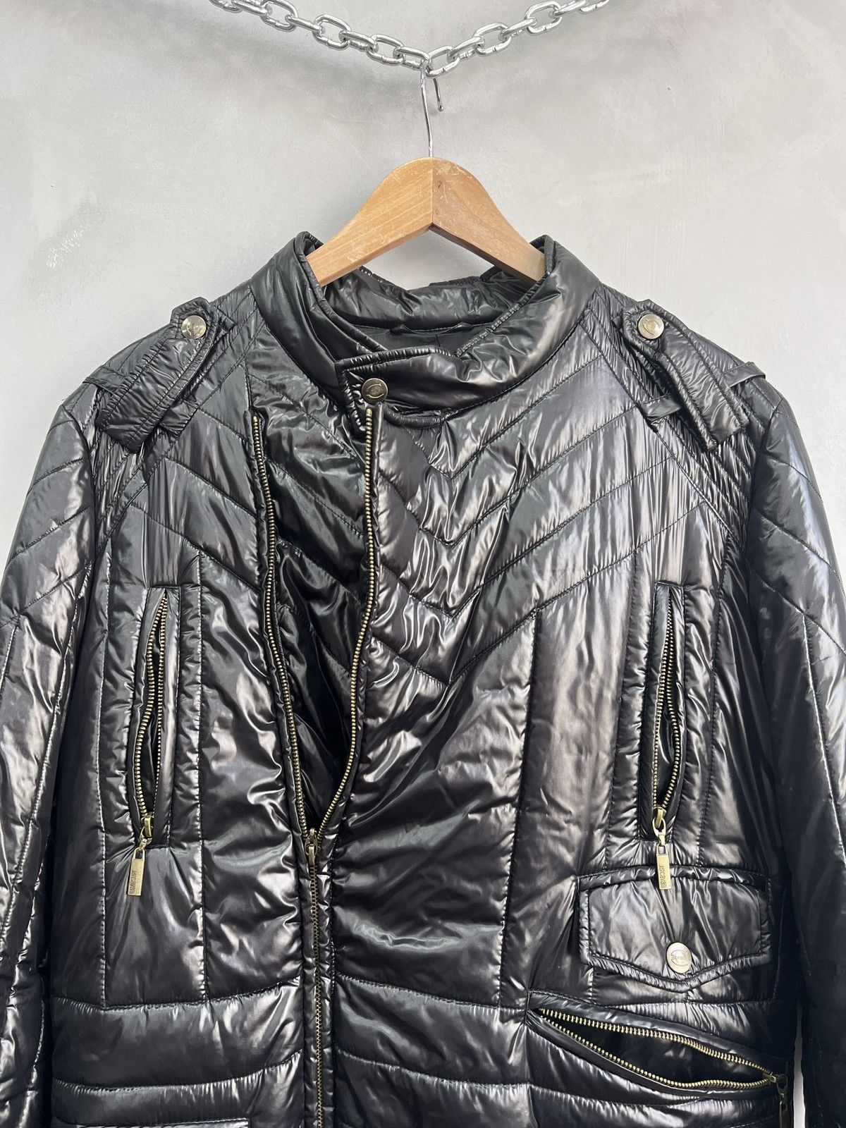 Designer VINTAGE BIKER ROBERTO CAVALLI JACKET LEATHER NYLON BONDAGE Size US XL / EU 56 / 4 - 3 Thumbnail