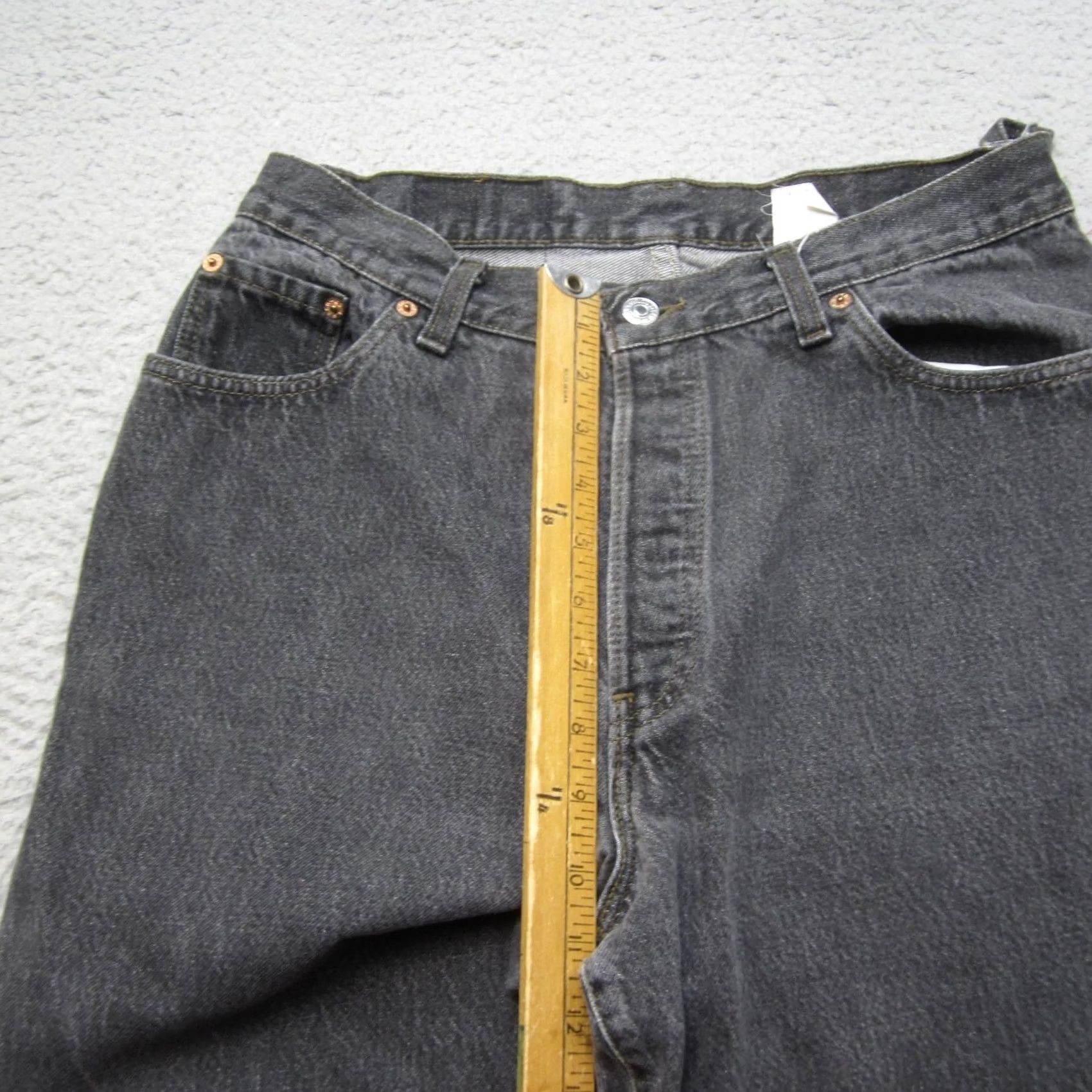 Levi's VINTAGE Levis 501 Jeans Womens 13 Black High Rise Button Fly USA 90s Size 34" / US 12 / IT 48 - 5 Thumbnail