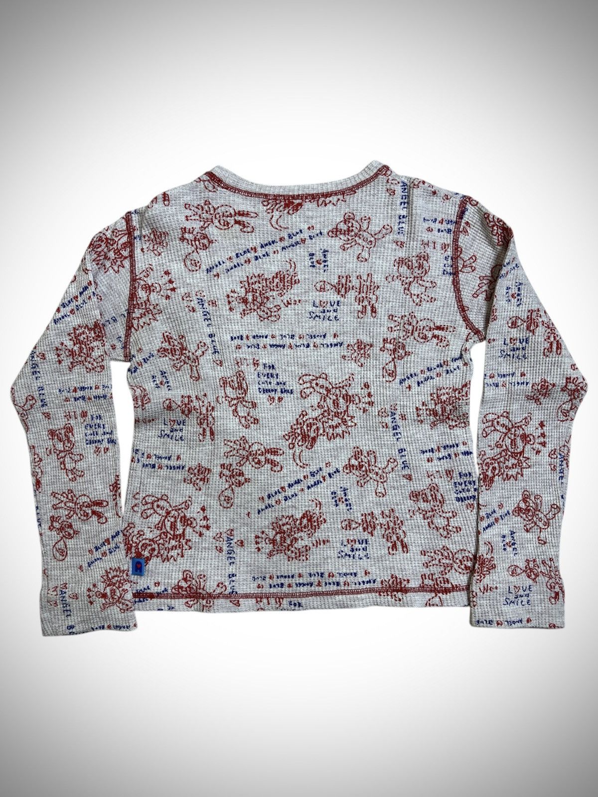 Hysteric Glamour 2000’s Angel Blue - Doodle Print Waffle T-Shirt Size XS / US 0-2 / IT 36-38 - 7 Thumbnail
