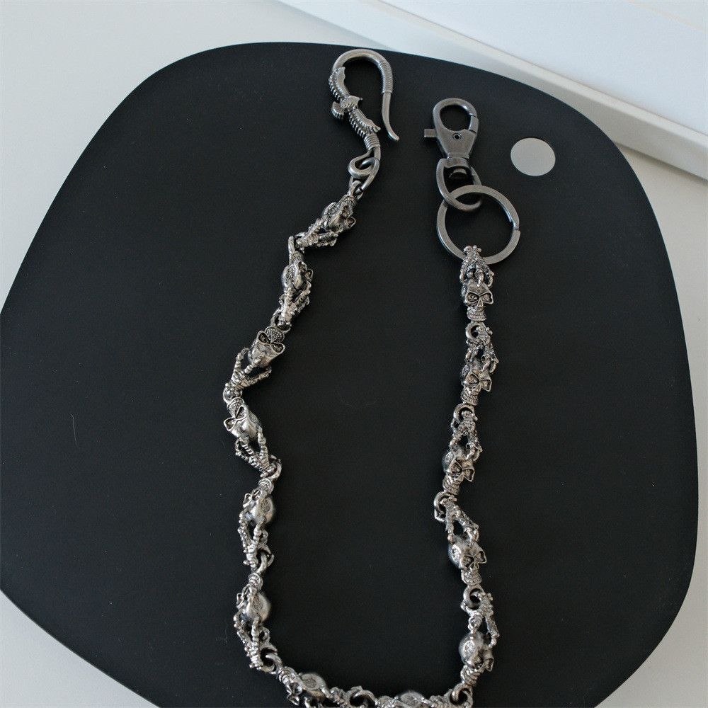 Jewelry Punk Style Pants Chain with Skull Metal Accents Size ONE SIZE - 6 Thumbnail