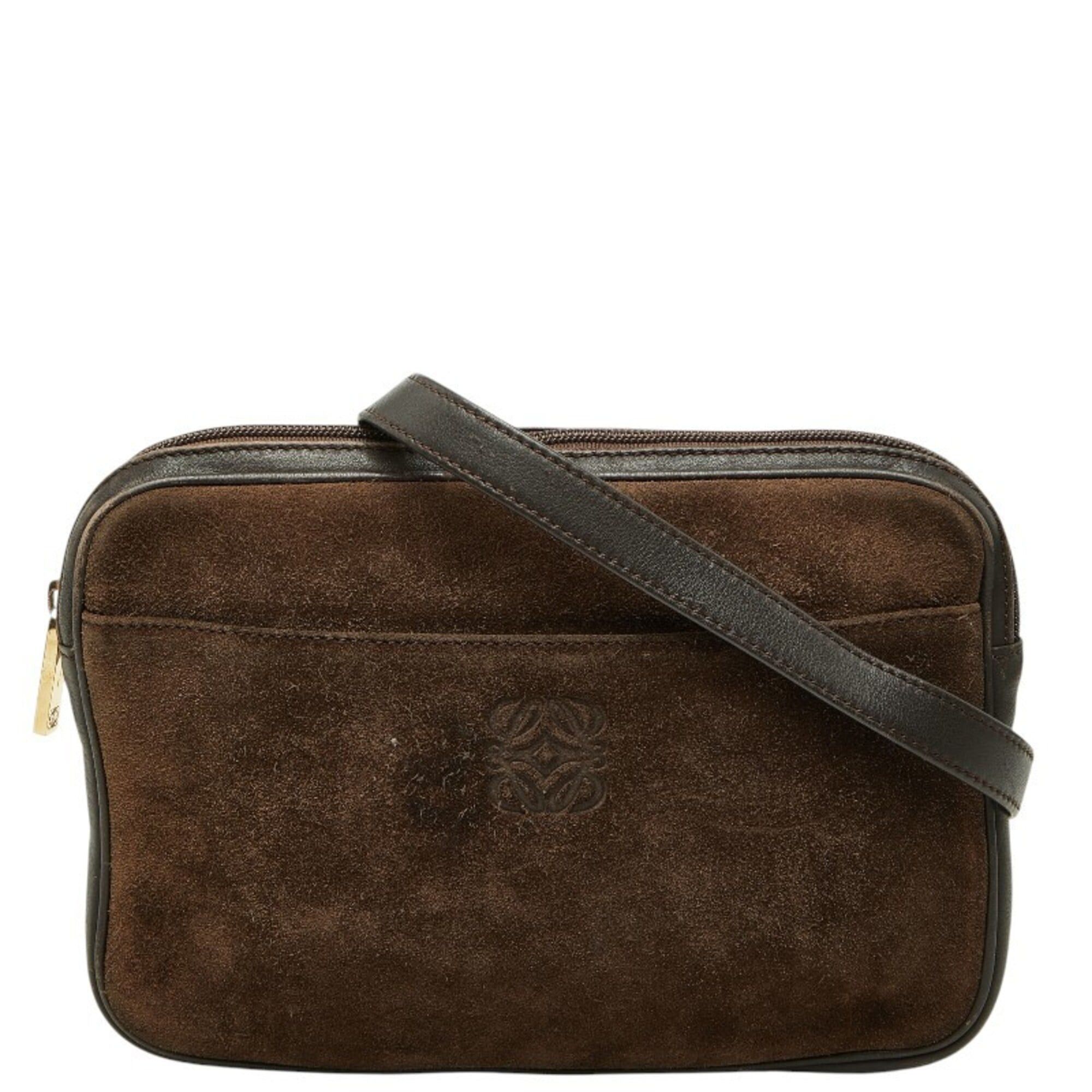 Loewe Loewe Anagram Crossbody Shoulder Bag, Brown Leather Suede, Women's LOEWE Size ONE SIZE - 1 Thumbnail
