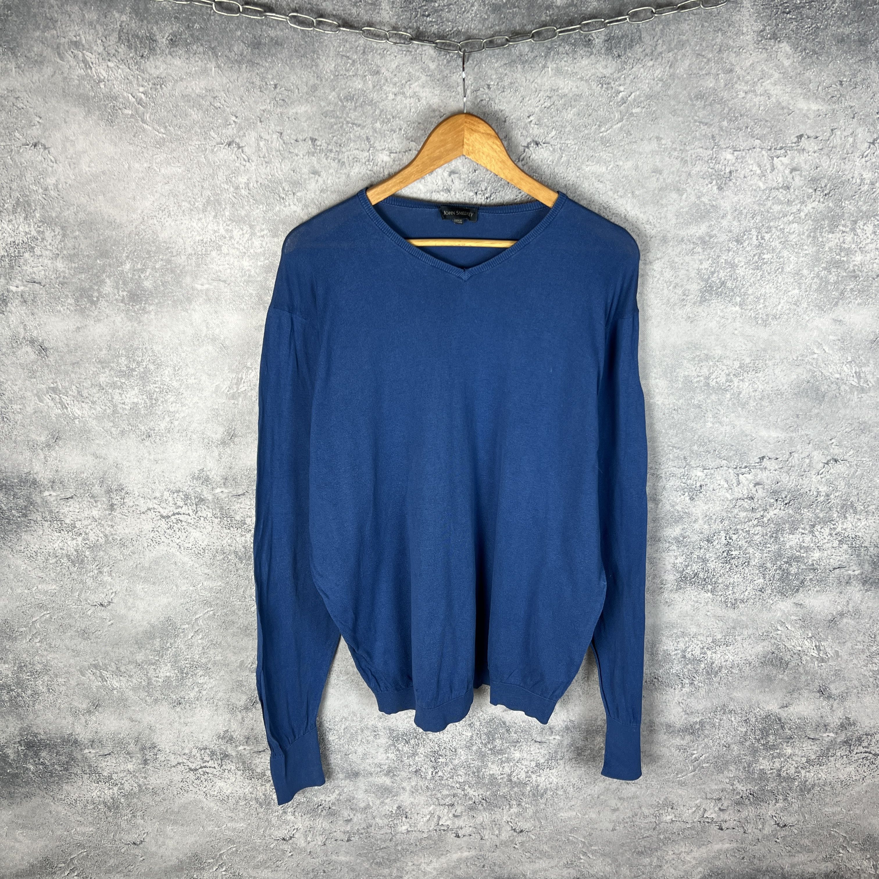 John Smedley John Smedley Sweater Men's V-Neck Size XL Blue Long Sleeve Size US XL / EU 56 / 4 - 1 Thumbnail