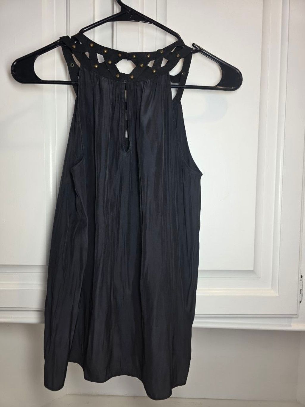 Ramy Brook Ramy Brook Black Studded Halter Top XS Silk Boho Luxe Statem Size XS / US 0-2 / IT 36-38 - 3 Thumbnail
