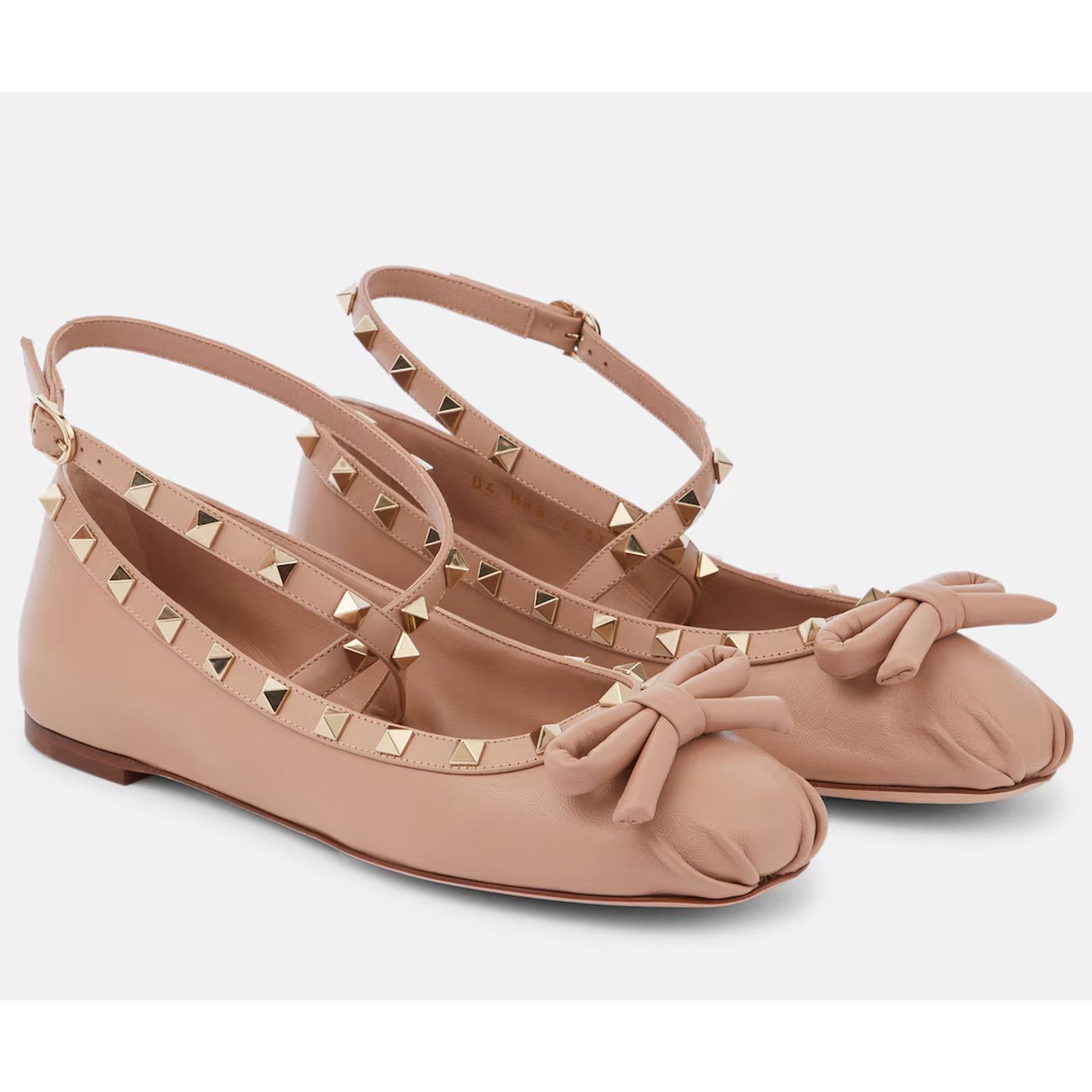 Valentino Valentino Rockstud Nude Leather Stud Ankle Strap Ballerina Size US 12 / IT 42 - 5 Thumbnail