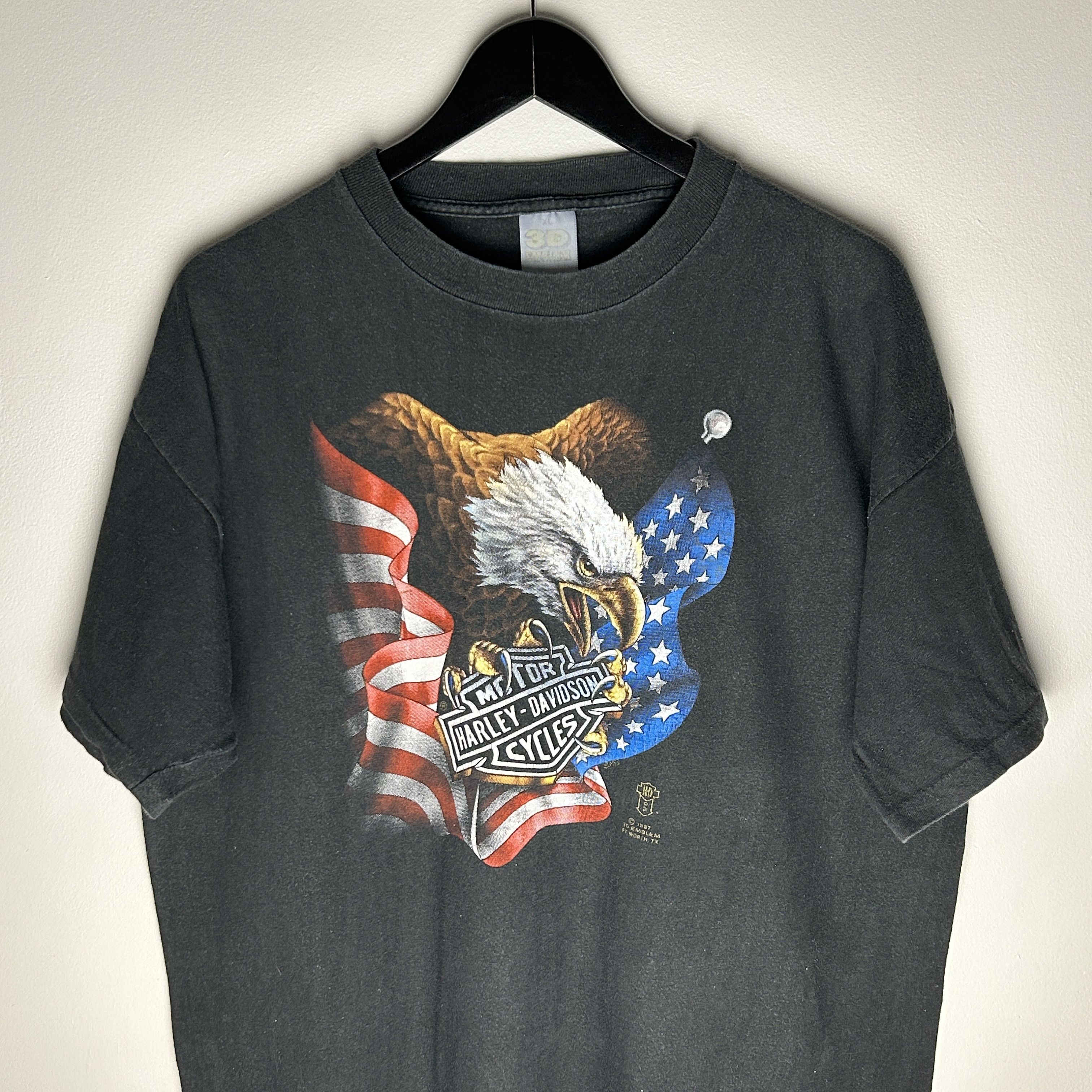 Harley Davidson Harley Davidson Eagle 1987 3D Emblem T-shirt Size US XL / EU 56 / 4 - 3 Thumbnail