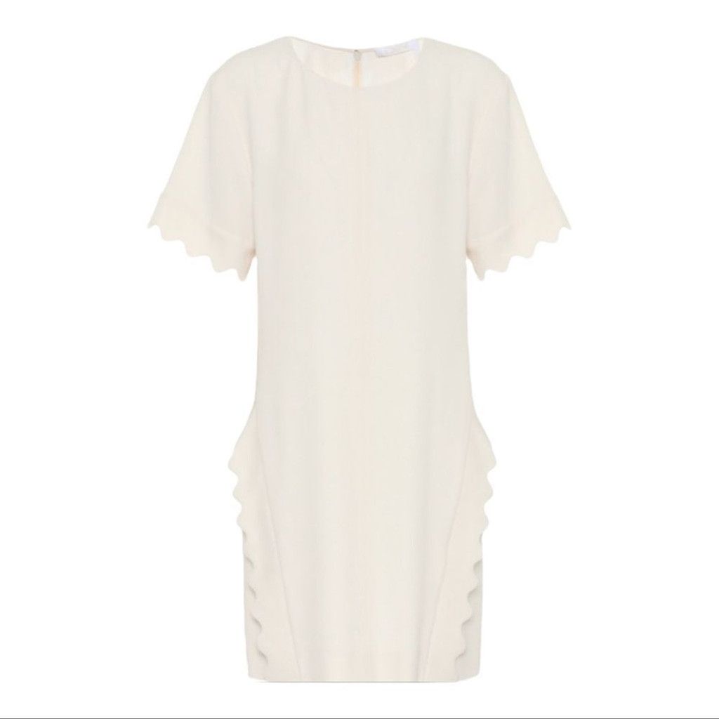 Chloe NEW Chloe Butter Cream Crepe Scalloped Dress EU 36/ US 6 Size M / US 6-8 / IT 42-44 - 3 Thumbnail