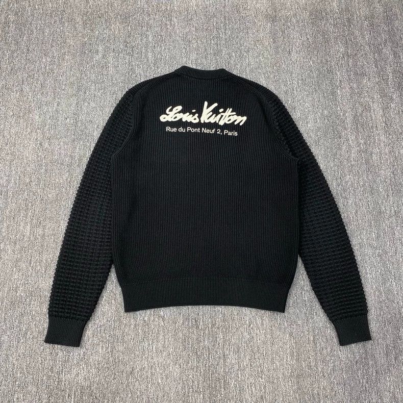 Louis Vuitton LOUIS VUITTON Black Signature Embroidered Knit Sweater Size US M / EU 48-50 / 2 - 2 Thumbnail