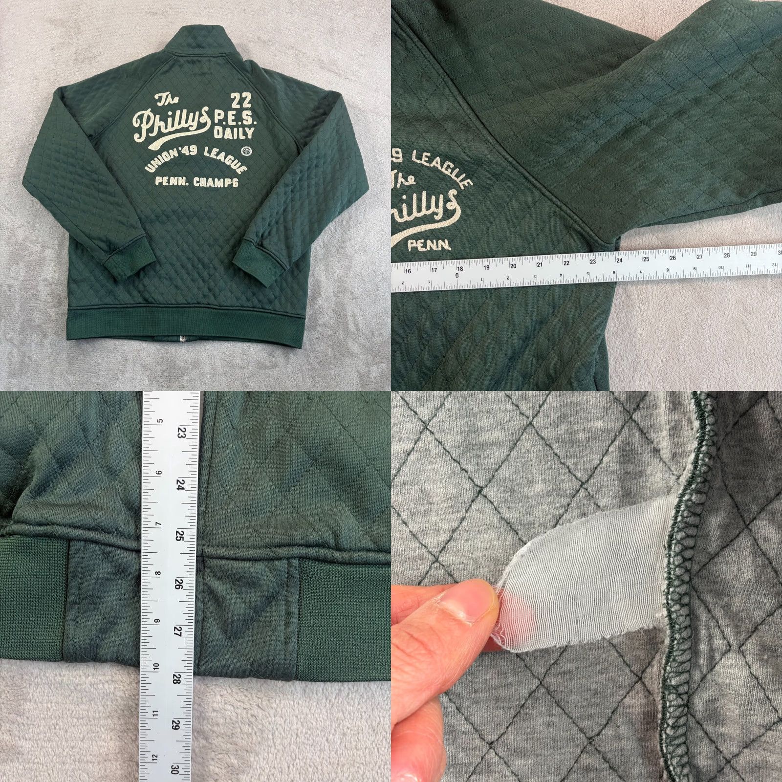 Scotch & Soda Scotch & Soda Amsterdam The Phillys Union 49 League Penn Champs Jacket Men 2XL Green Quilted Geometric Full Zip Varsity All Seasons Regular"} Size US XXL / EU 58 / 5 - 9 Thumbnail