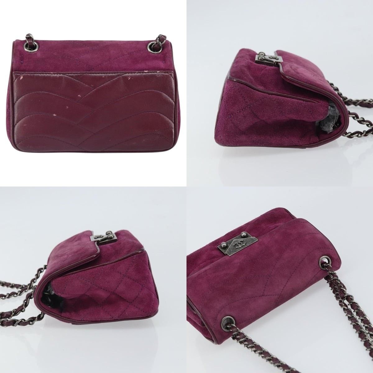 Chanel Chanel Chain Shoulder Bag Suede Purple CC Size ONE SIZE - 3 Thumbnail