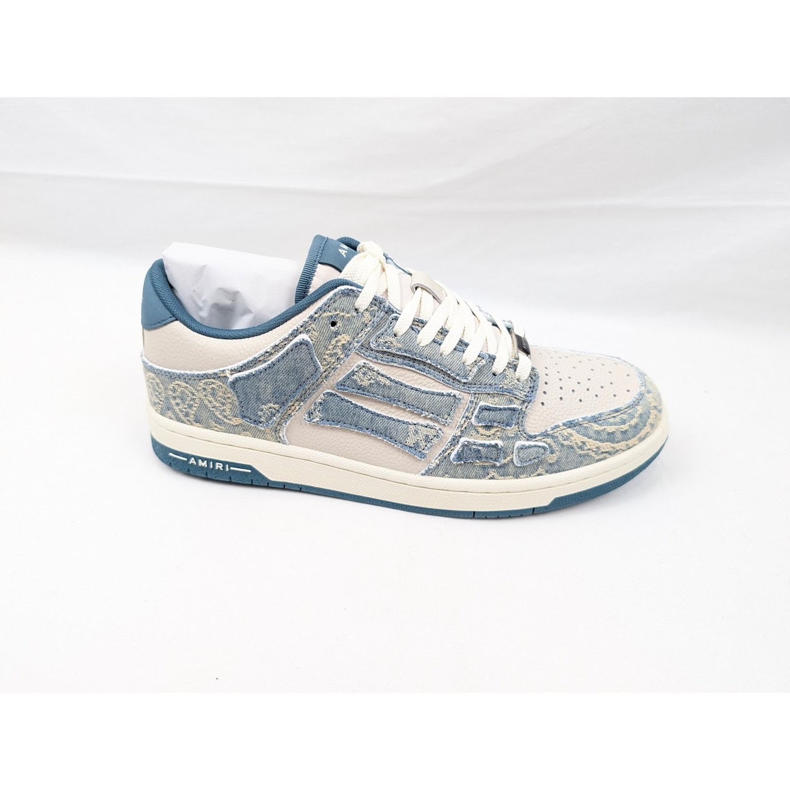 Amiri o1rshd1 Skelton Low-Top Sneakers in Natural/Denim Size US 11 / EU 44 - 1 Thumbnail
