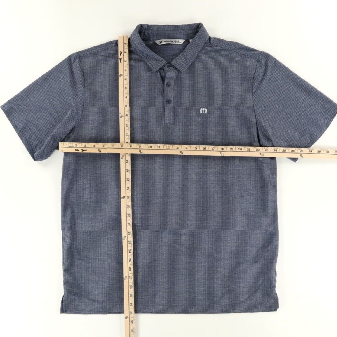 TravisMathew Travis Mathew Polo Shirt Mens 2XL Charcoal Woven Stretch Polyester Solid Short Sleeve Regular Fit Shirt Size US XXL / EU 58 / 5 - 3 Thumbnail