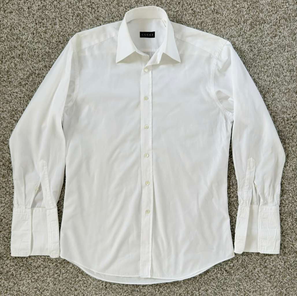 Gucci Gucci White Cotton Poplin Dress Shirt - Size 15 / Small Size 38R - 1 Thumbnail