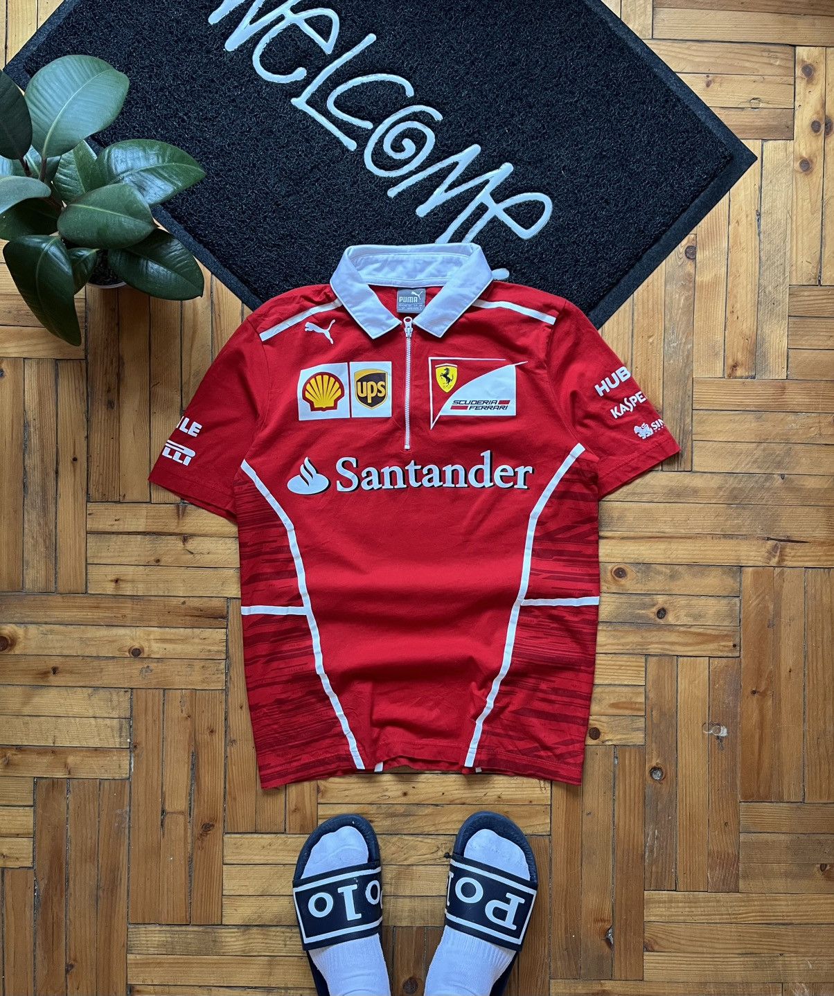 Puma Polo Shirt Scudeira Red Ferrari F1 Racing 1/4 Zip