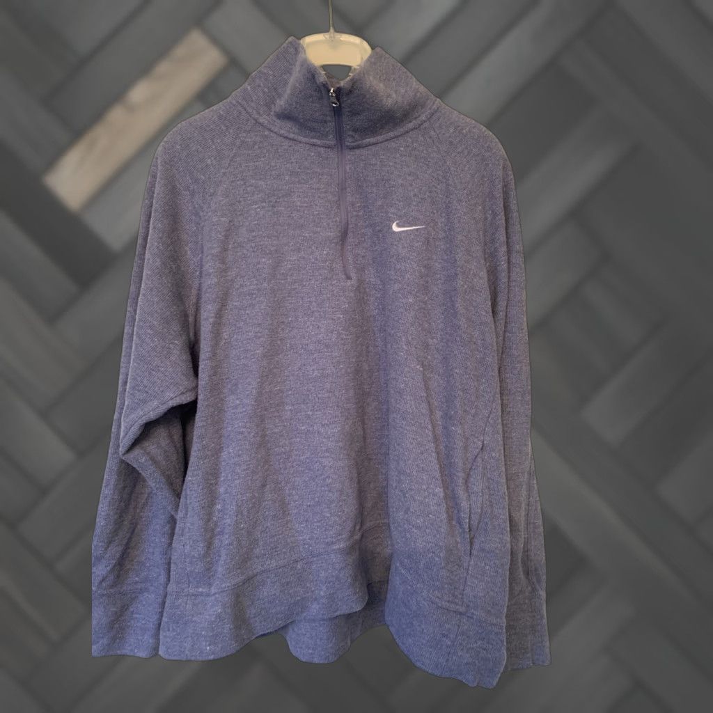 Nike Nike Sweatshirt Womens XL 1/4 Zip Therma Logo Knit Blue Winter Activewear Pullover Mock Neck Long Sleeve Logo Nike Therma Size XL / US 12-14 / IT 48-50 - 1 Thumbnail
