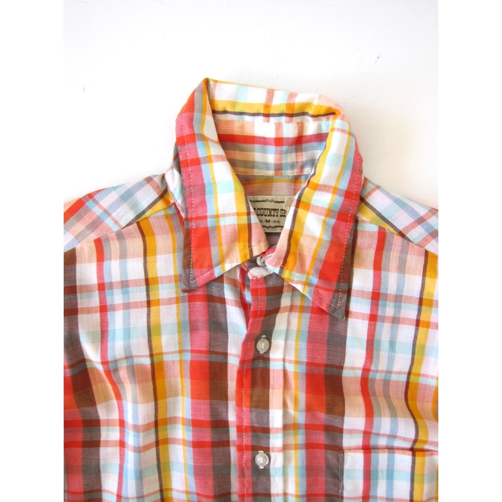 Vintage VINTAGE The County Seat Shirt Mens M Orange Plaid Western Short Sleeve Cotton Button-Up Size US M / EU 48-50 / 2 - 3 Thumbnail