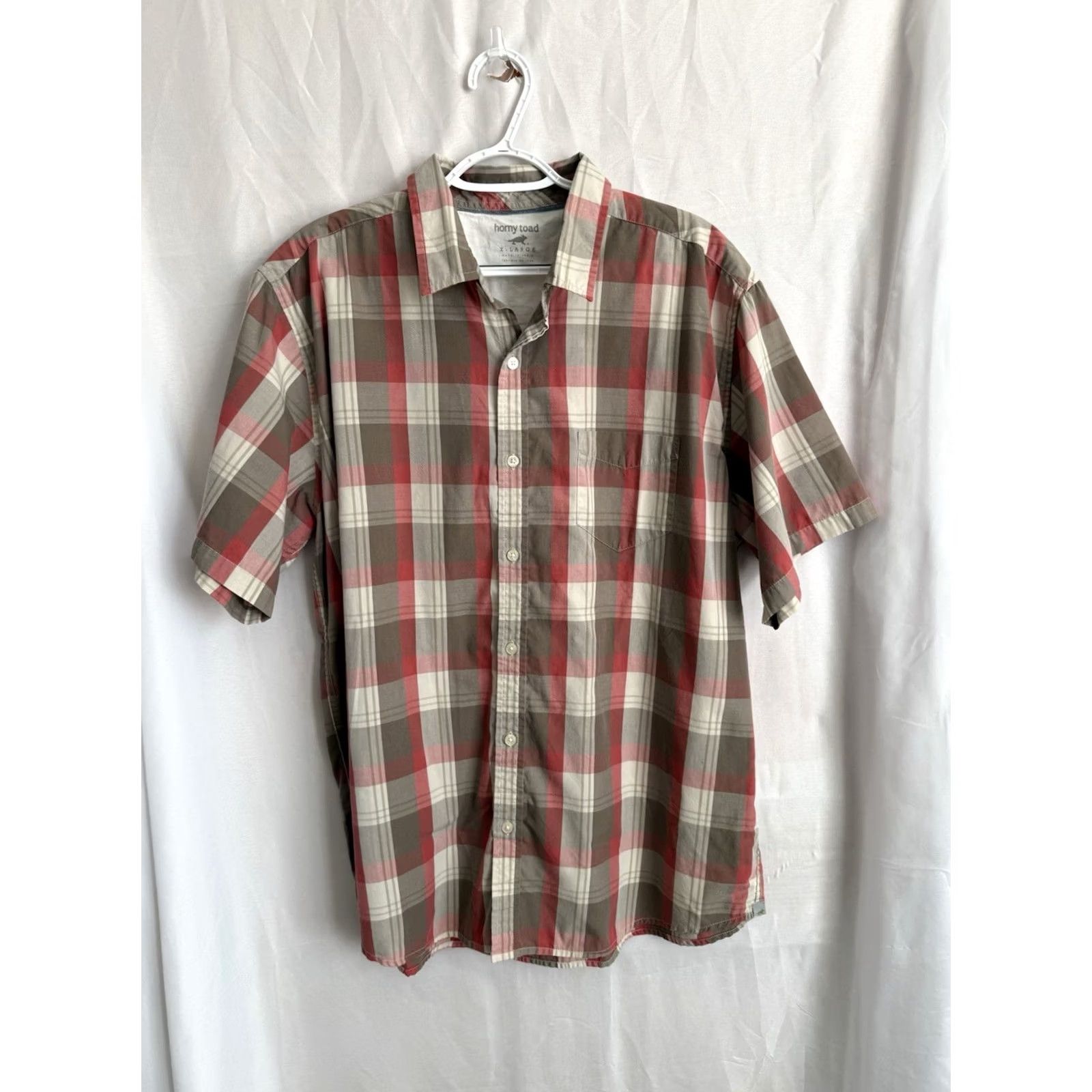 Vintage Horny Toad Men's Plaid Button Up Shirt XL Hike Camp Outdoor Vacation Fish Orange Tan Size US XL / EU 56 / 4 - 6 Thumbnail