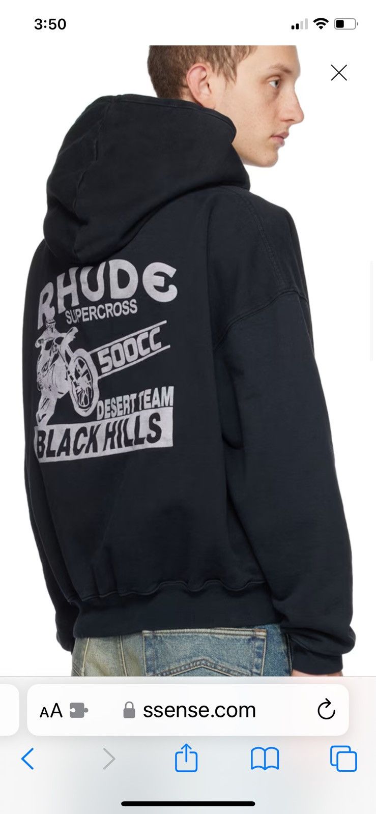 image of Rhude Supercross Hoodie in Black, Men's (Size XS)