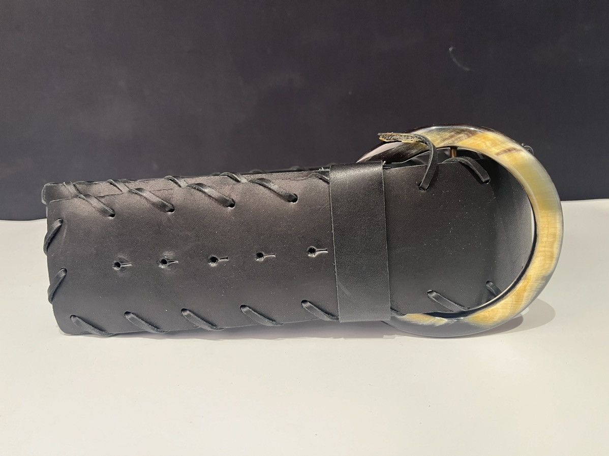 Vintage De Renaudin Big Horn Buckle Black Belt Size ONE SIZE - 1 Thumbnail