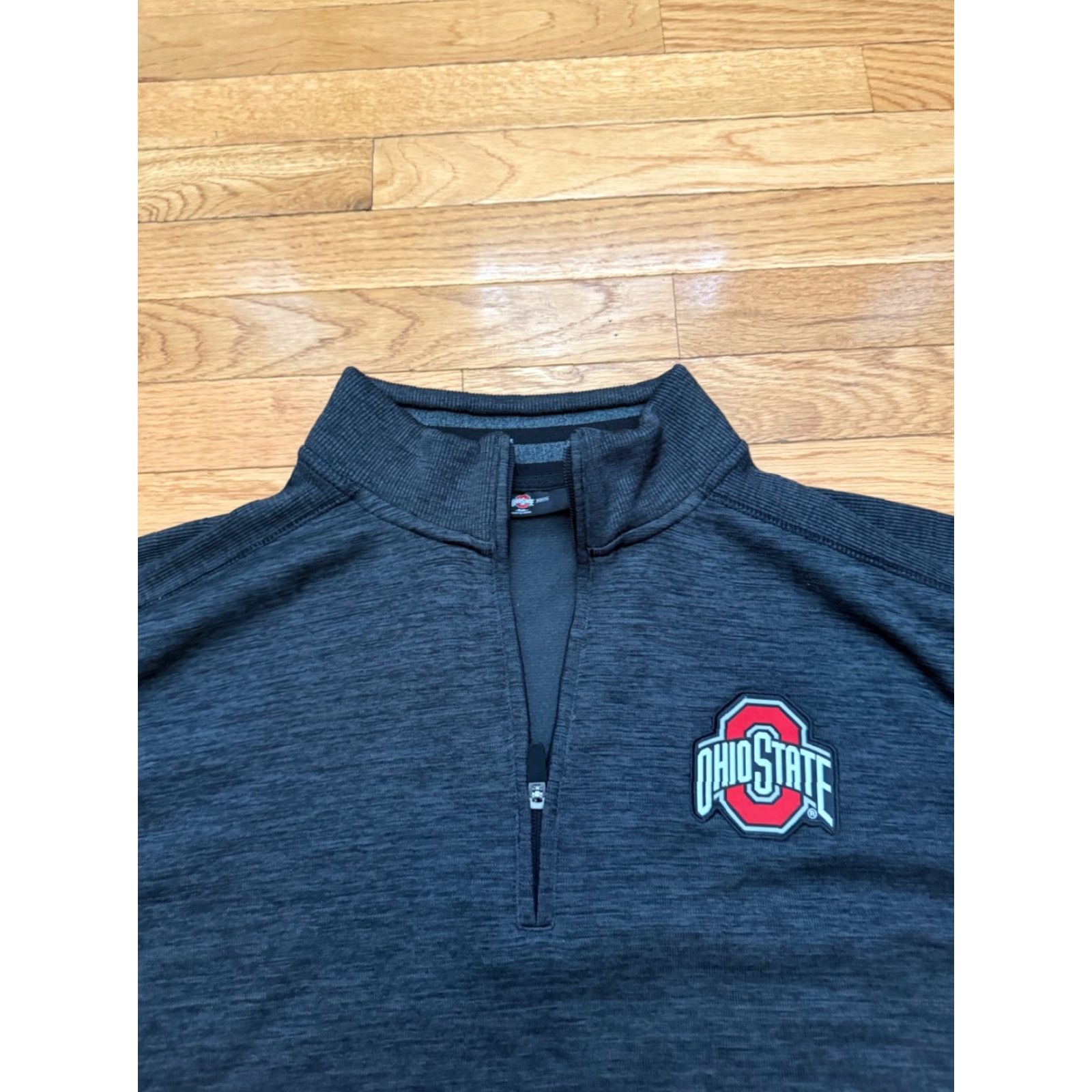 Vintage Ohio State Buckeyes 1/4 Zip Lightweight Pullover Mens 2XL Gray Knit Zip Mock Neck Size US XXL / EU 58 / 5 - 3 Thumbnail