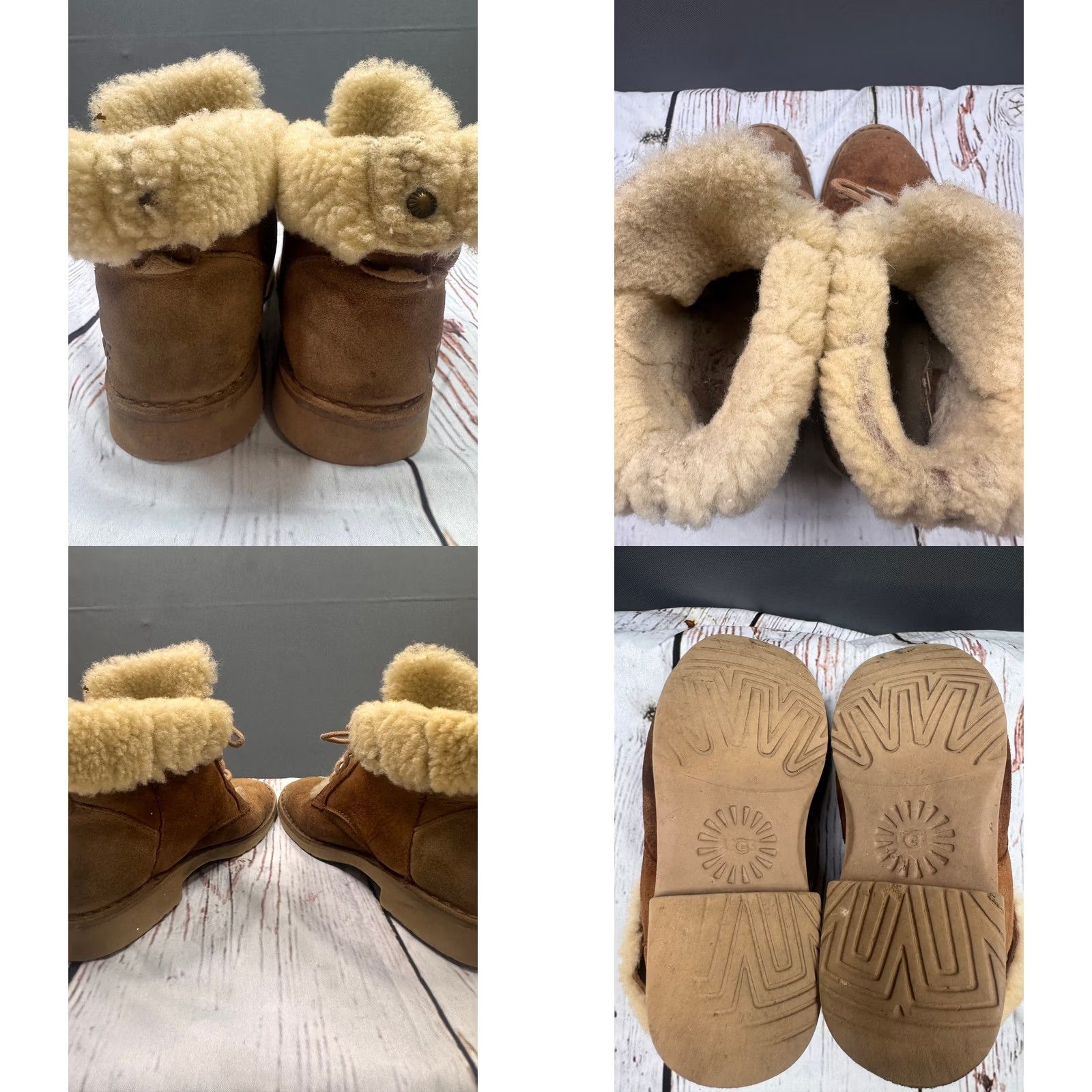 Ugg UGG Lace Up Boots Womens Chestnut Suede Shearling Trim Ankle Boots Size 5 Size US 5 / IT 35 - 8 Thumbnail
