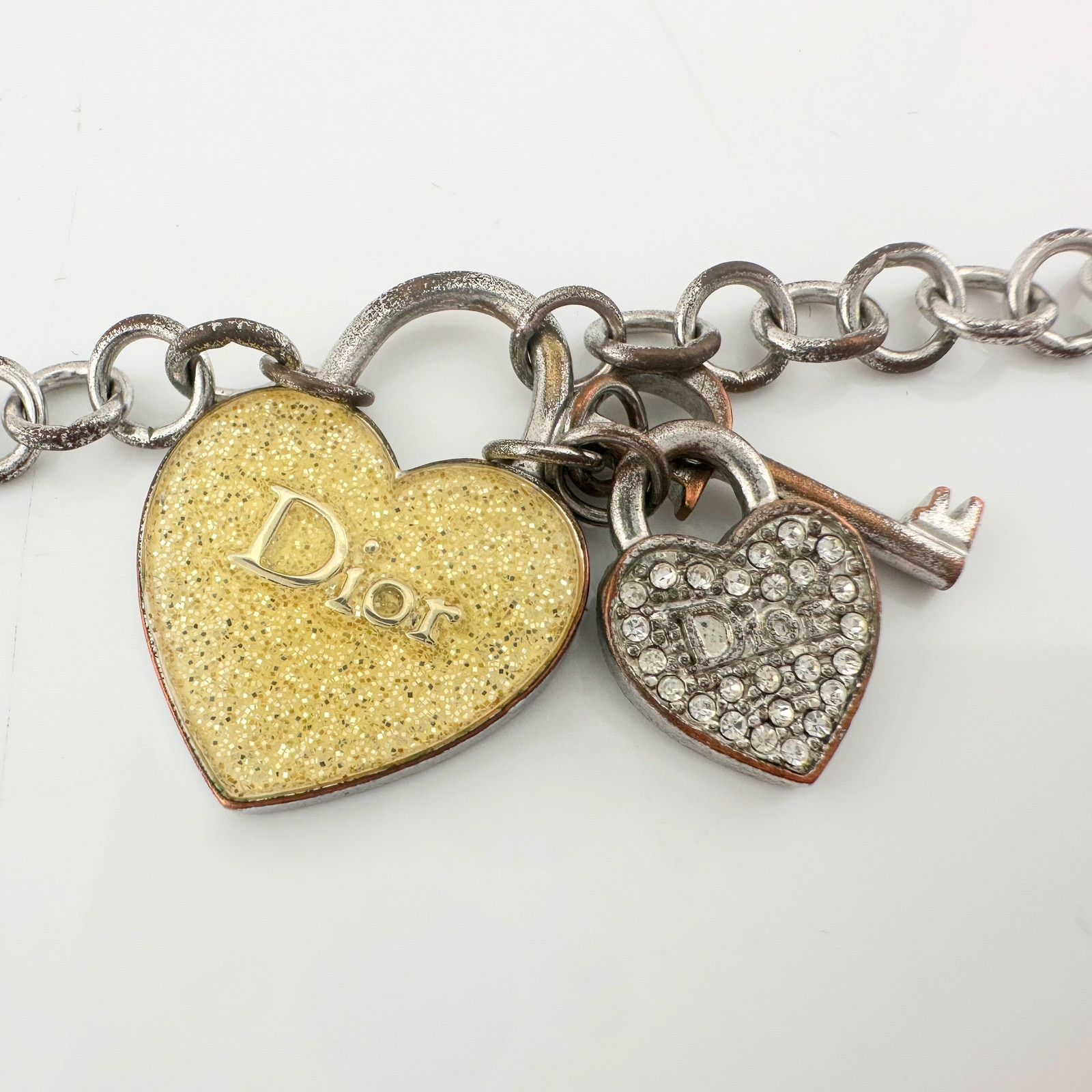 Dior Christian Dior Silver Hear and Key Charm Bracelet Size ONE SIZE - 10 Thumbnail
