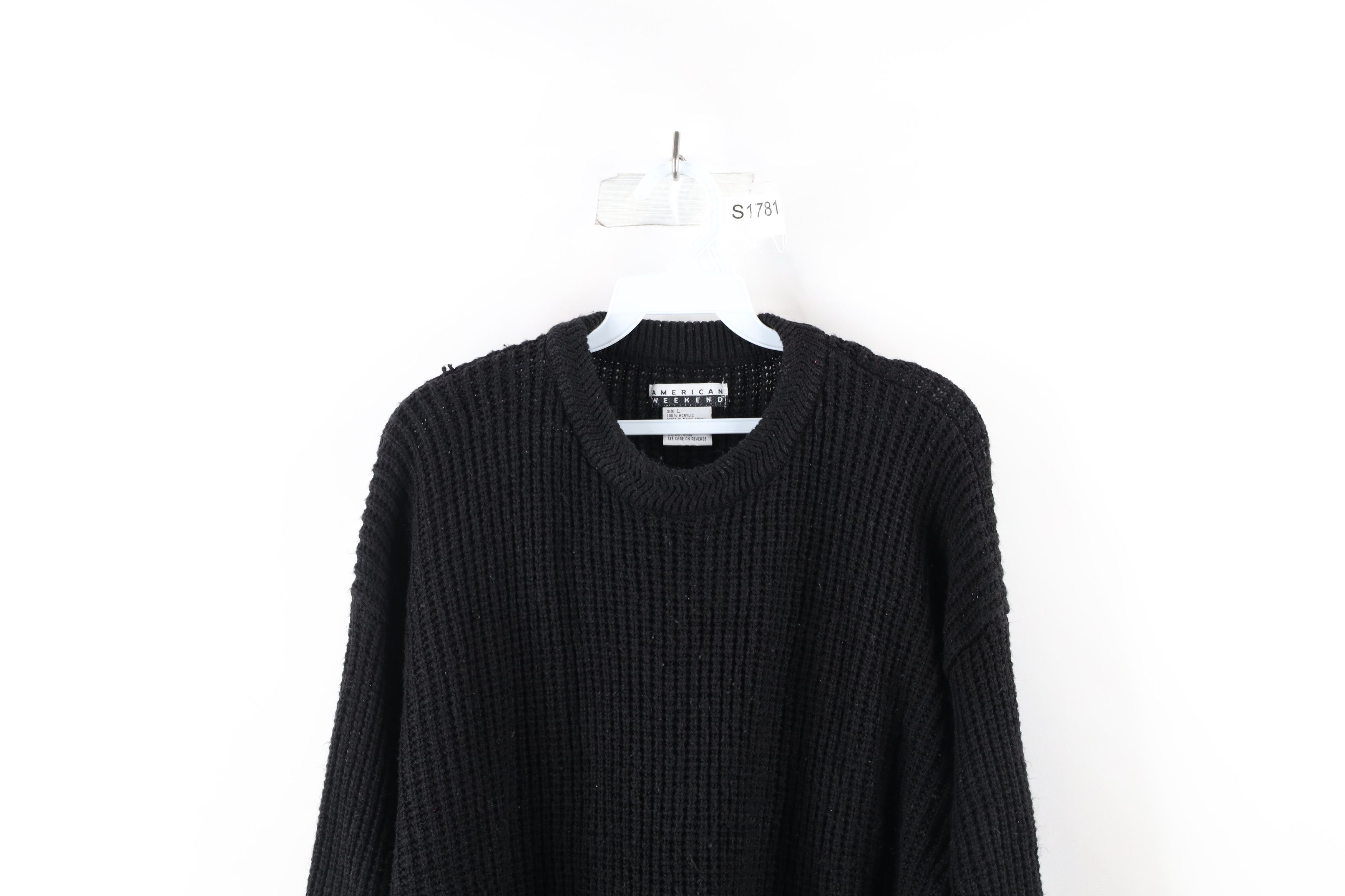 Other Vintage 90s Streetwear Chunky Ribbed Knit Sweater Black Size US L / EU 52-54 / 3 - 2 Thumbnail