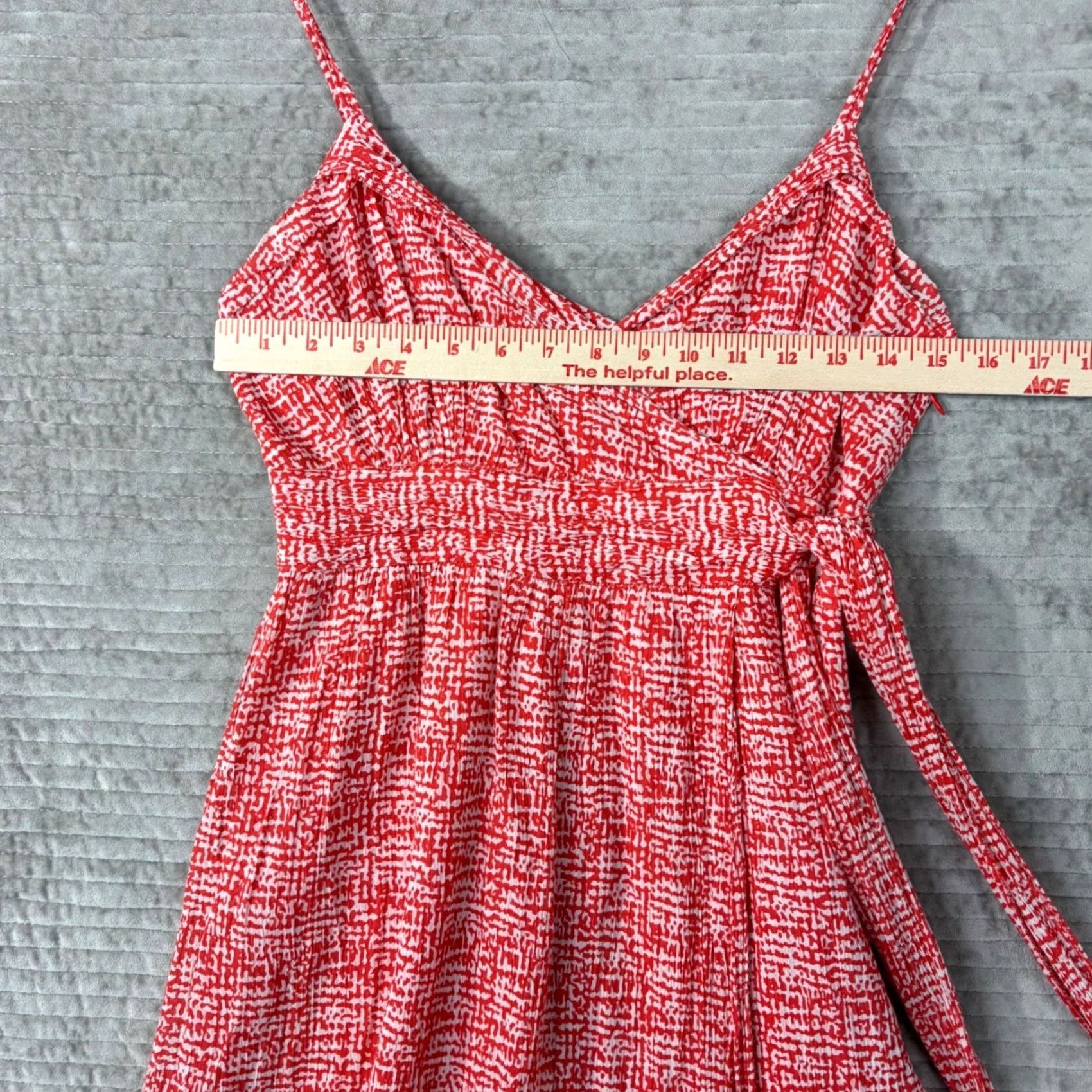 Diane von Furstenberg Diane von Furstenberg Queenie Wrap Dress Red White Tiered Ruffle Spaghetti Strap V-Neck Tie Short Dress Womens 4 Size S / US 4 / IT 40 - 2 Thumbnail