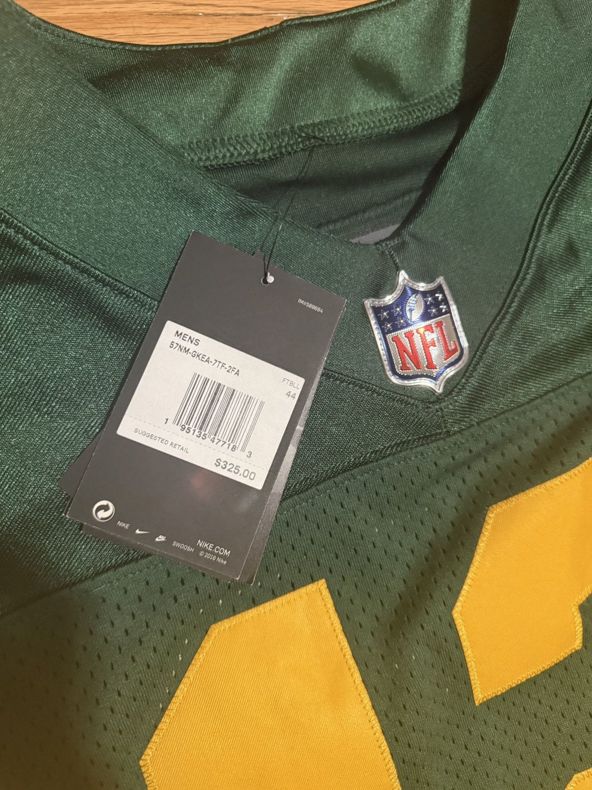 NFL Size 44 Aaron Rodgers GreenBay Packers NikeVaporElite Jersey Size US L / EU 52-54 / 3 - 5 Thumbnail