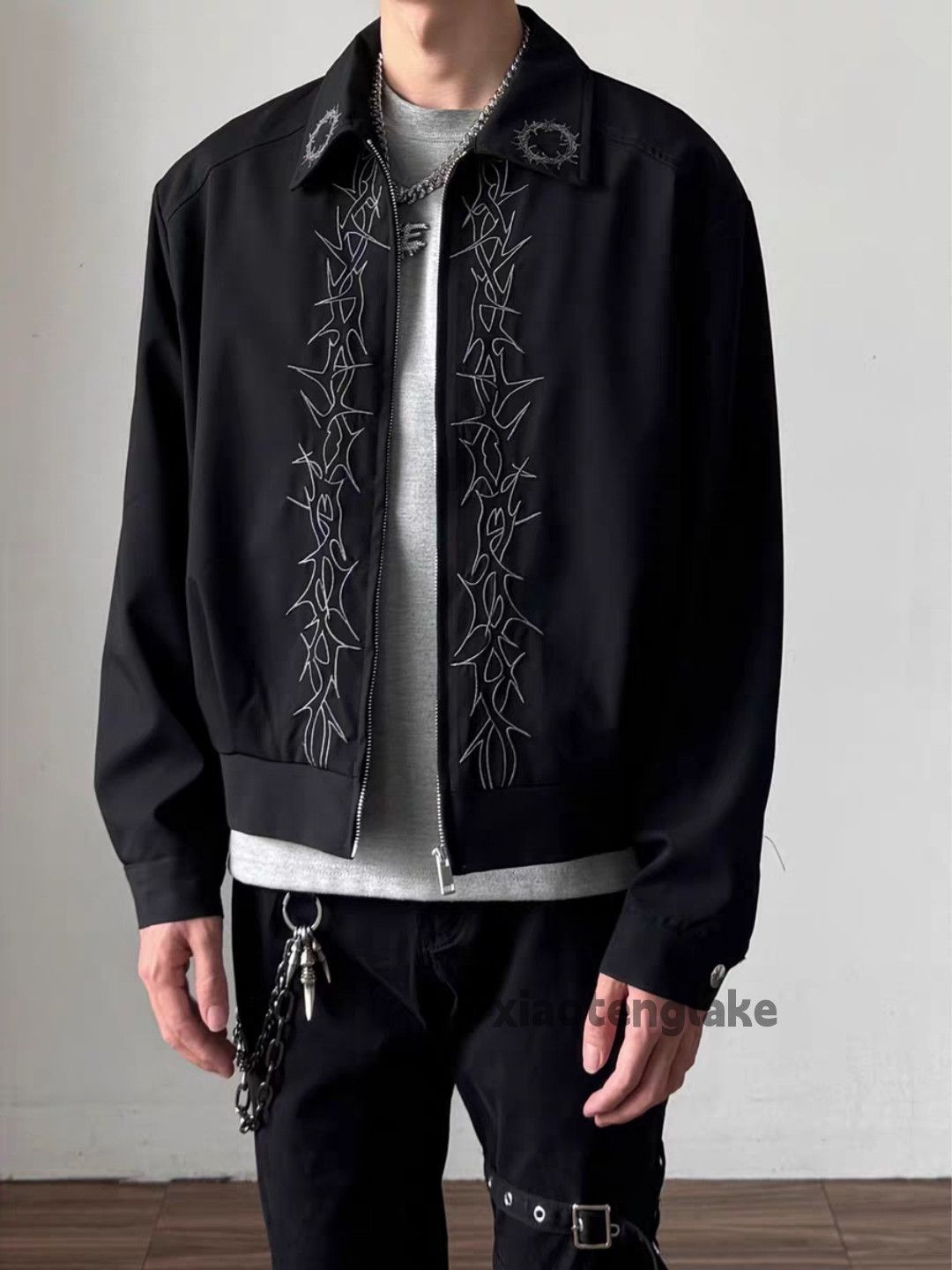 Vintage Zipper punk grunge yuppie loose pattern festival jacket Size US L / EU 52-54 / 3 - 1 Thumbnail