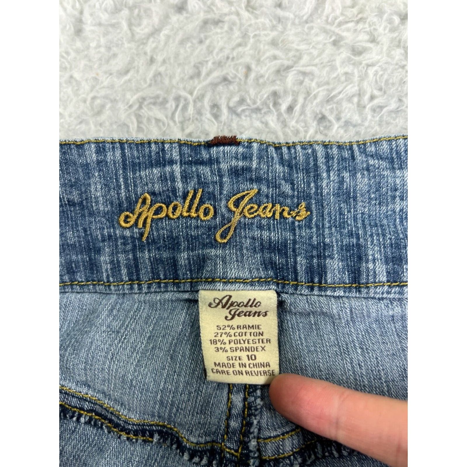 Denime Apollo Jeans Pants Womens 10 Blue Denim Straight Leg Mid Rise Embroidered 27x28 Size 32" / US 10 / IT 46 - 6 Thumbnail