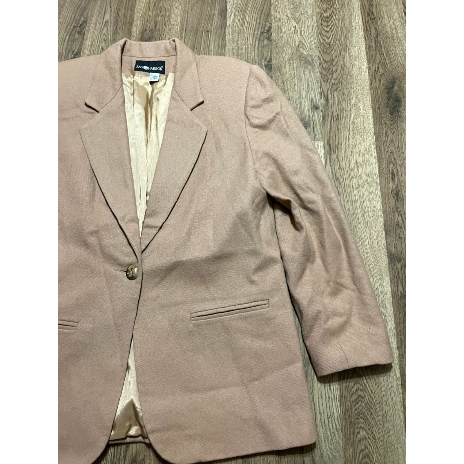 Vintage Sag Harbor Jacket Women Size 12 Brown One Button Shoulder Pads 100% Wool Solid Vintage No Size XL / US 12-14 / IT 48-50 - 4 Thumbnail