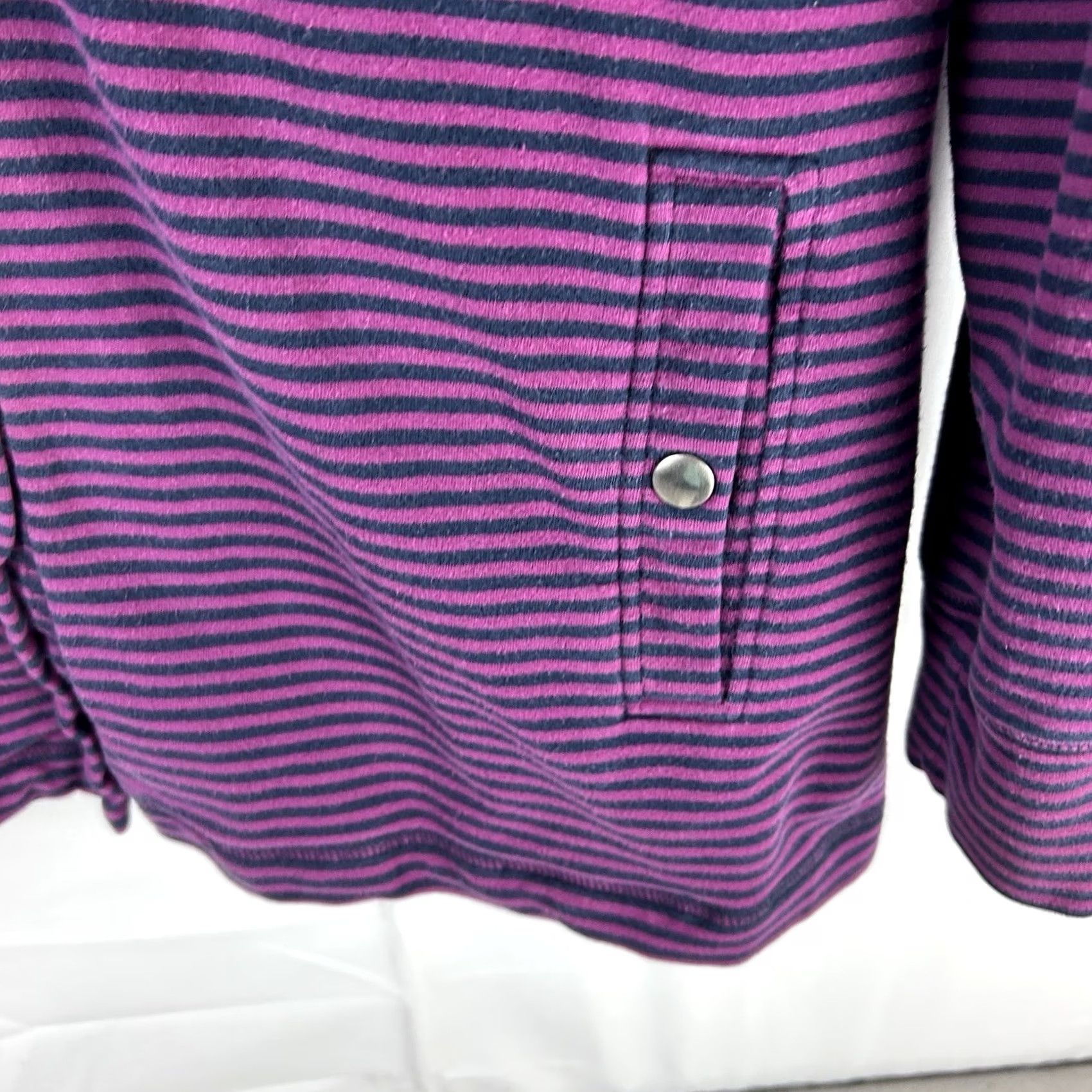 Vintage VINTAGE LL Bean Womens Jacket Hooded Striped Full Snap Front Purple Navy L Regular Size Large Womens Size L / US 10 / IT 46 - 7 Thumbnail