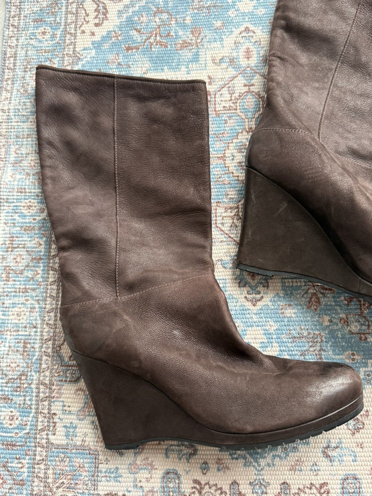 Prada Archive Prada 2000s Leather Knee Wedge Dark Brown Boots Sz41 Size US 11 / IT 41 - 11 Thumbnail
