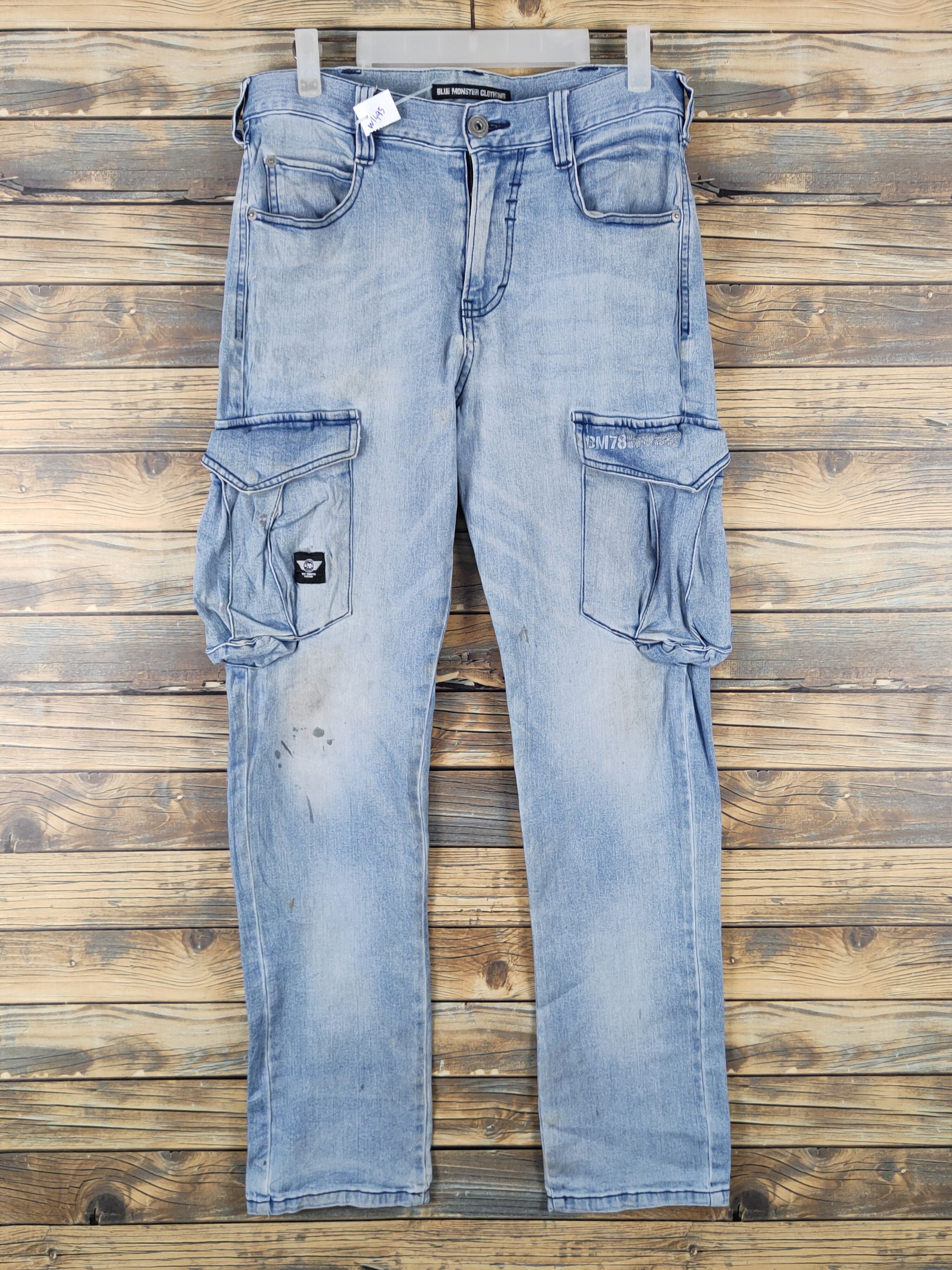 Japanese Brand Blue Monster Clothing Blue Distressed Ripped Jeans #W1495 Size US 31 - 1 Thumbnail