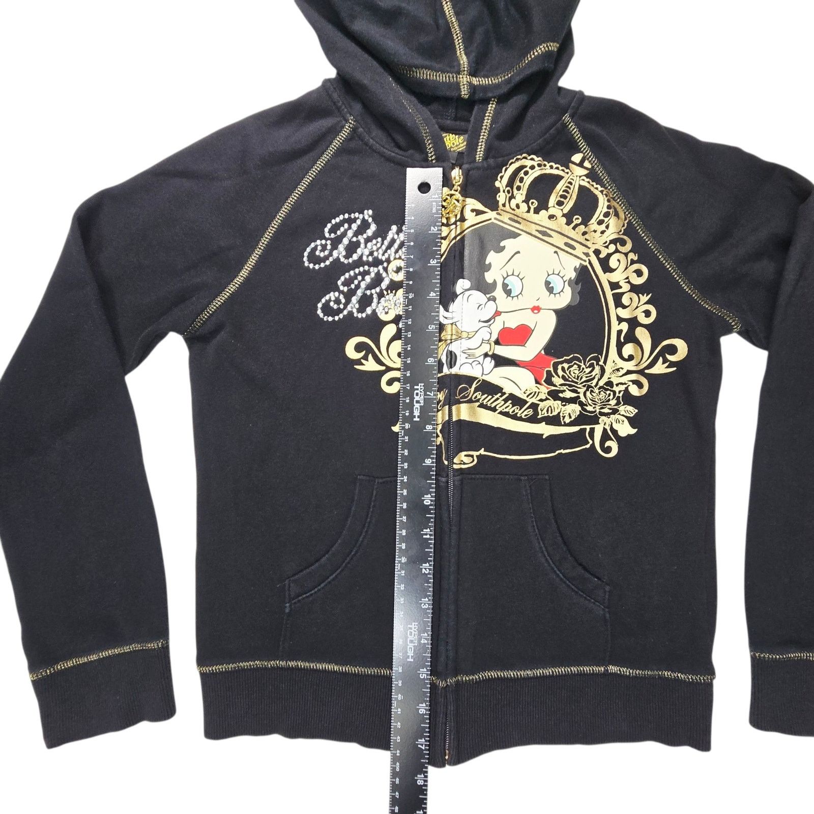 Southpole Betty Boop Jacket Southpole XL 14 16 Black Gold Hoodie Y2K Size XL / US 12-14 / IT 48-50 - 5 Thumbnail