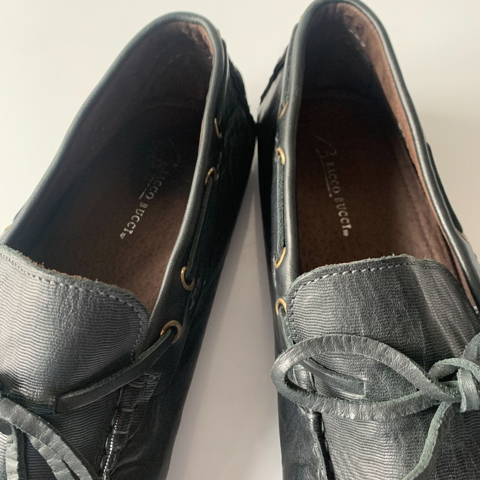 Bacco Bucci BACCO BUCCI Muse Black Leather Bow Loafers Driver Shoes Men' Size US 11 / EU 44 - 8 Thumbnail
