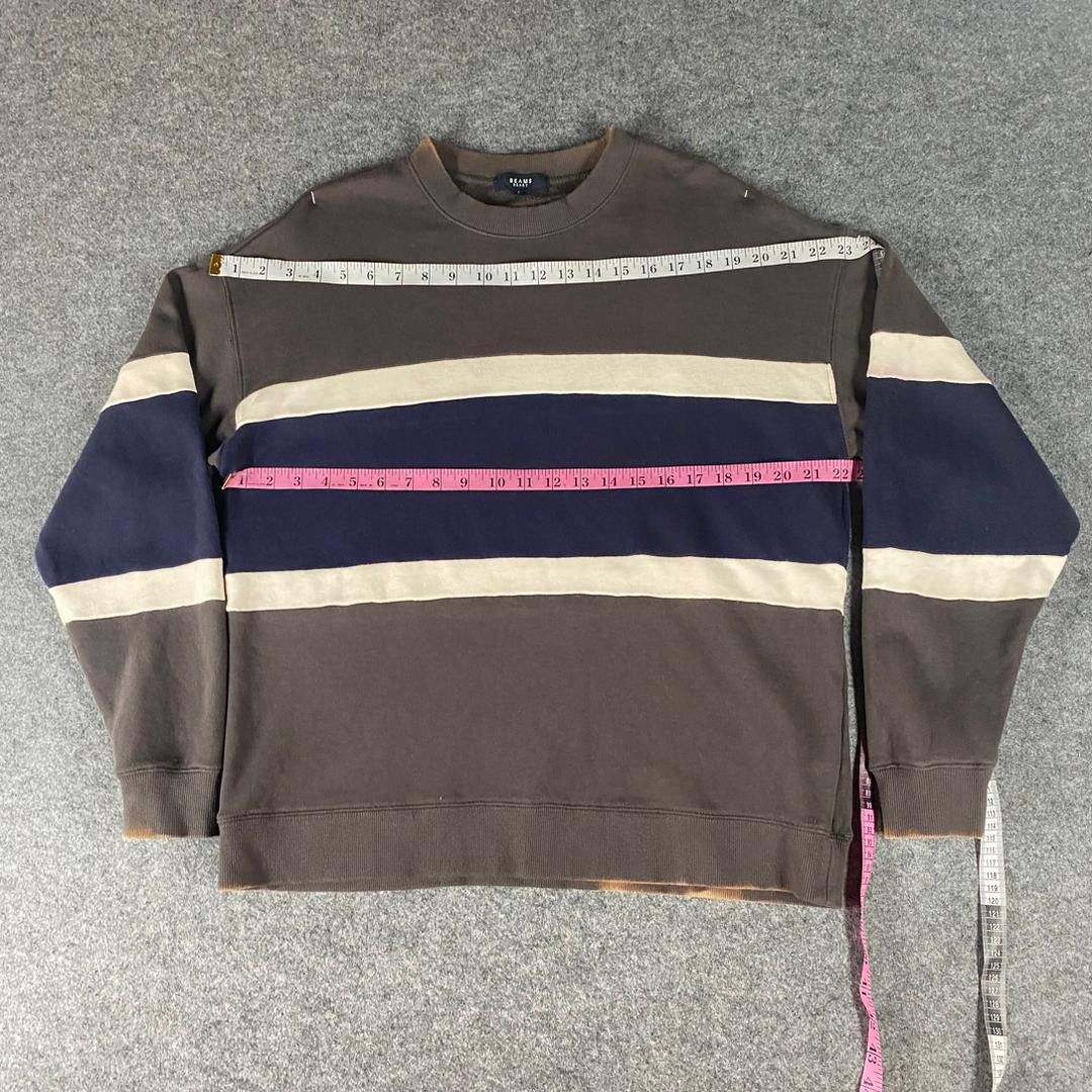 Beams Plus Vintage Beams Hearts Stripe Distressed Sweatshirt Size US L / EU 52-54 / 3 - 3 Thumbnail