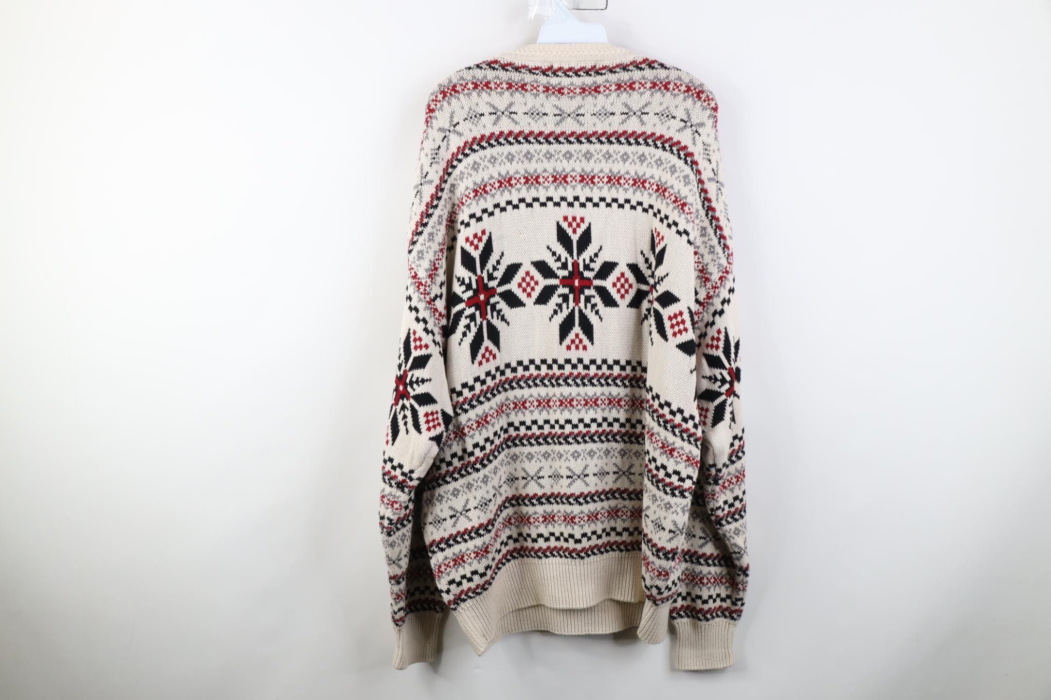 Vintage Vintage 90s Streetwear Knit Fair Isle Snowflake Sweater Size US XL / EU 56 / 4 - 10 Thumbnail